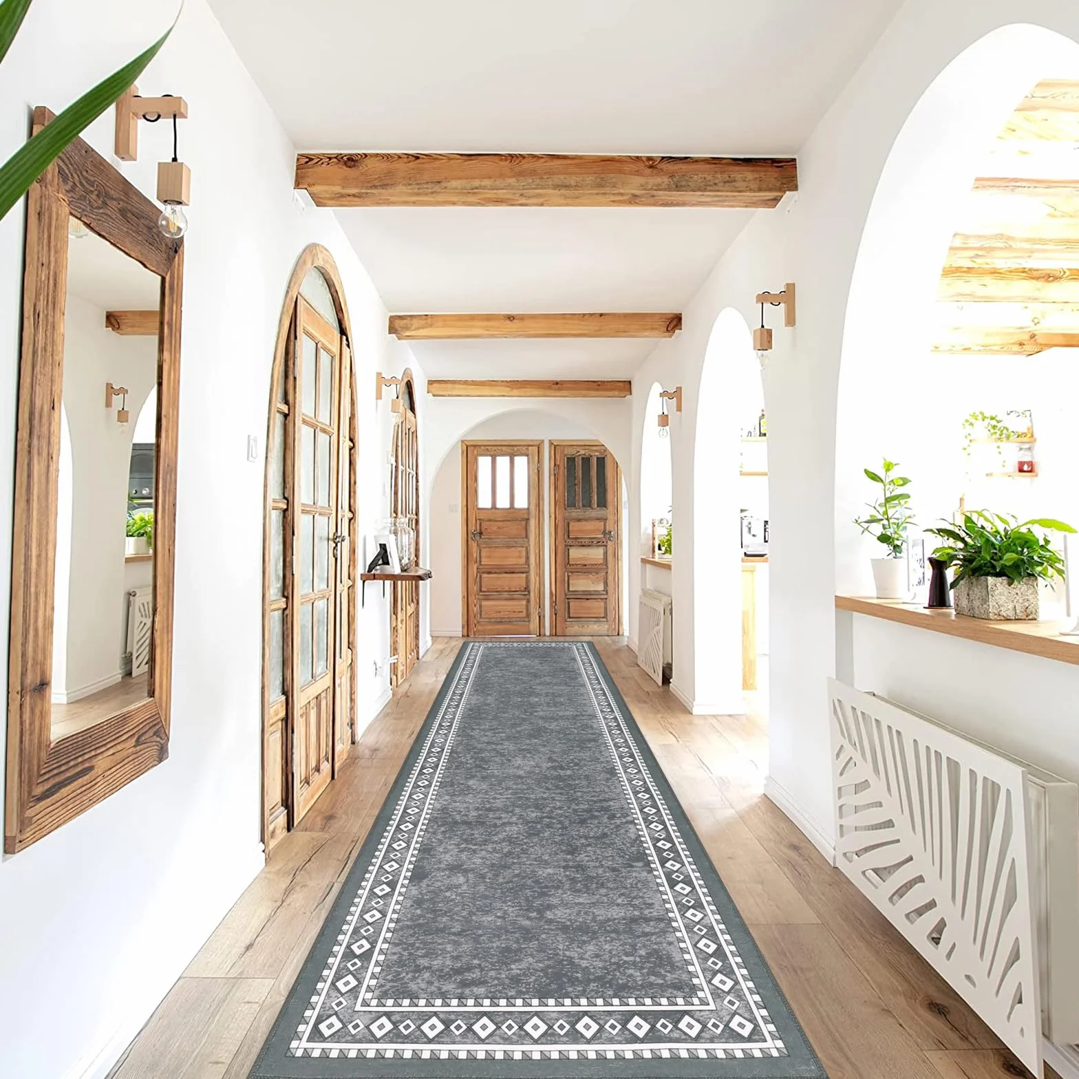 Enyhom Długi bieżnik, 66 x 240 cm, antypoślizgowy chodnik do przedpokoju, mata pod drzwi, nadaje się do prania, chodnik, odporny na plamy, kuchnia, mata podłogowa, dywan do łazienki, wejścia, sypialni
