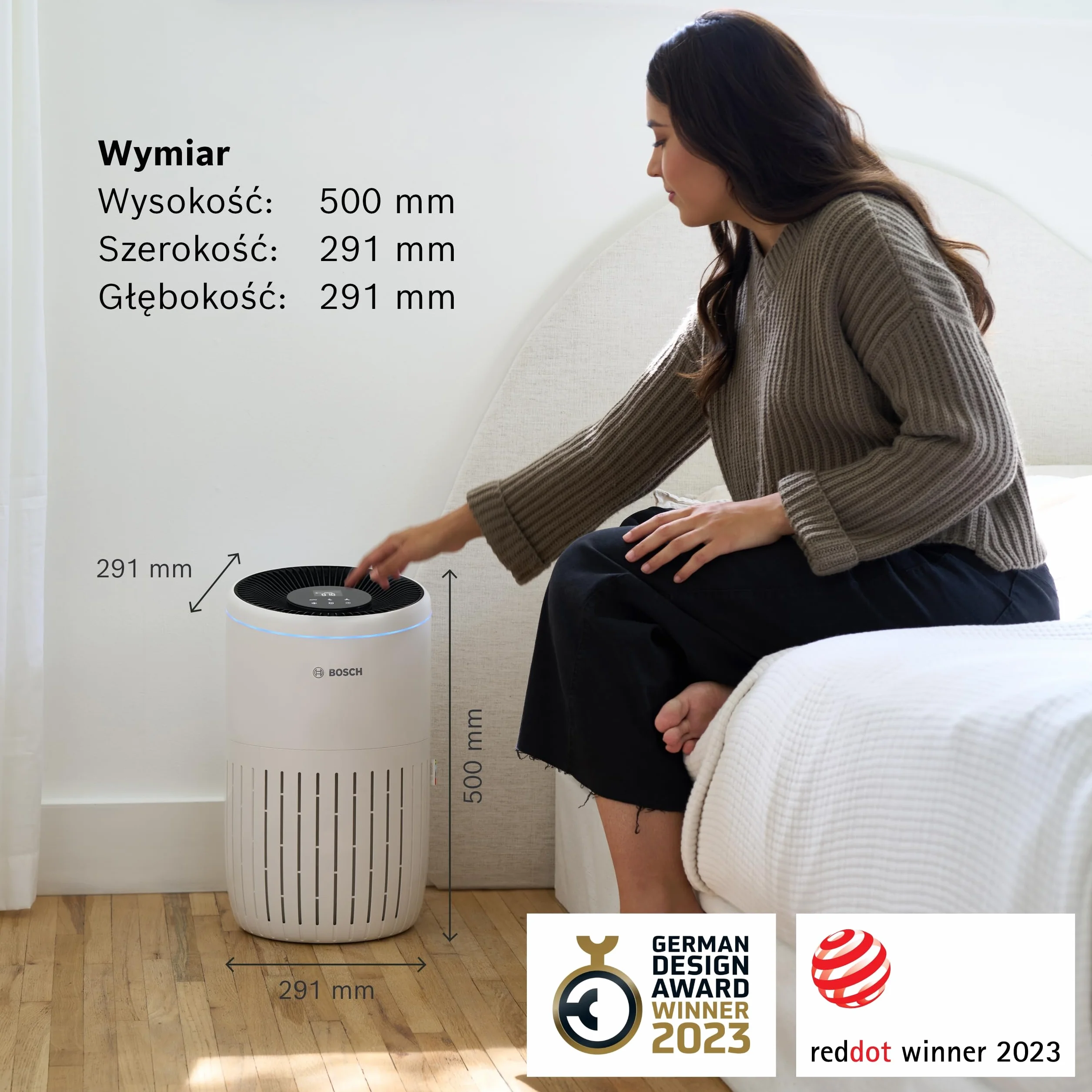 Bosch Air 4000 Oczyszczacz Powietrza, 62,5 m², 300 m³/h, < 25 dB(A), filtr, tryb automatyczny