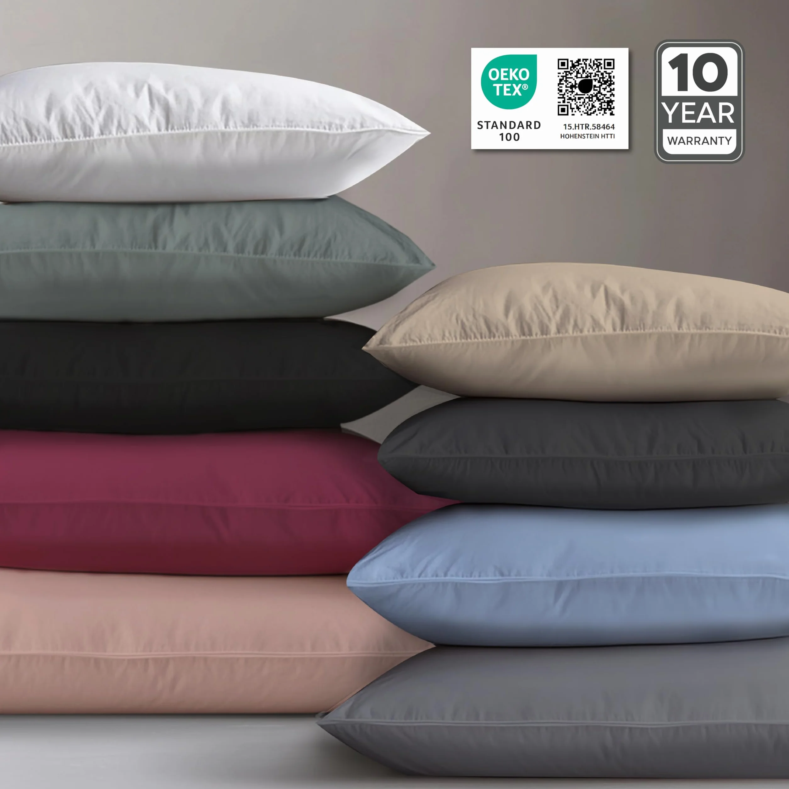 Poszewka na poduszkę Twinzen® 40x60 (zestaw 2 szt.) - 100% bawełna Jersey 150 GSM - Niebieski - Poszewka na poduszkę 40x60 - Poszewka na poduszkę z zamkiem błyskawicznym - Certyfikat Oeko-Tex