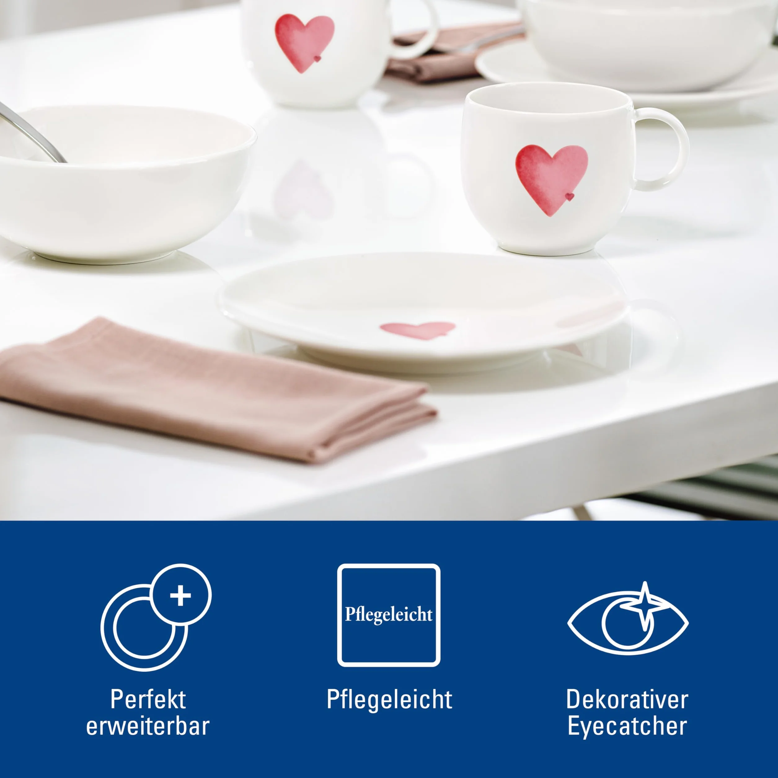 Villeroy & Boch With Love Talerz Śniadaniowy Sending Love Porcelana Mały Talerz do Mikrofalówki i Zmywarki
