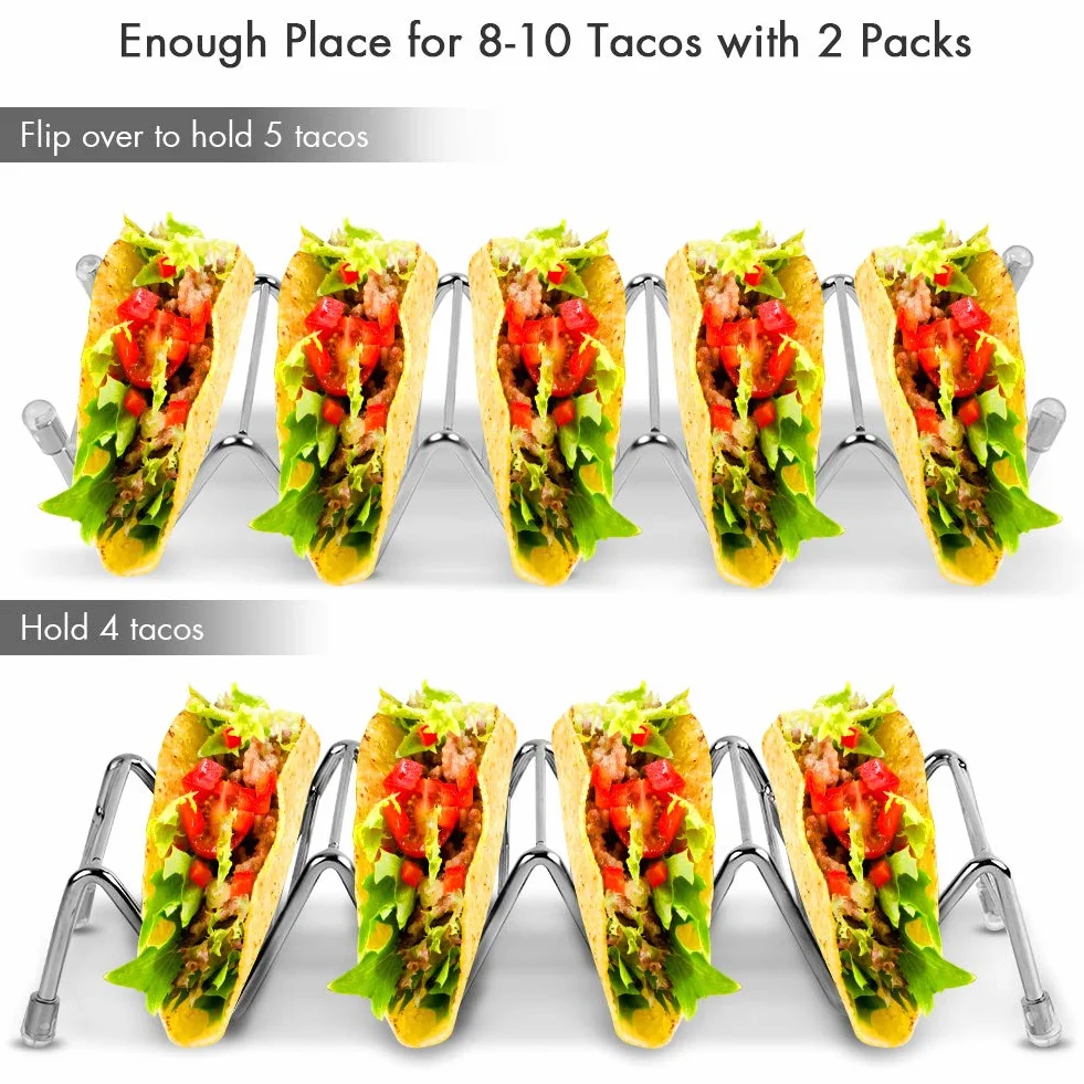 Ejoyous Uchwyt na Taco ze Stali Nierdzewnej 4/5 Taco, Stojak do Serwowania Miękkich i Twardych Artykułów Spożywczych