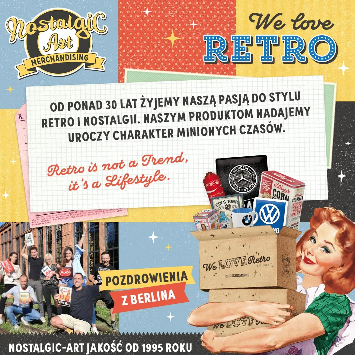 Nostalgic-Art Retro magnesy na lodówkę, 9 sztuk, Retro Wave Media – Pomysł na prezent do domu, zestaw magnesów, Styl vintage