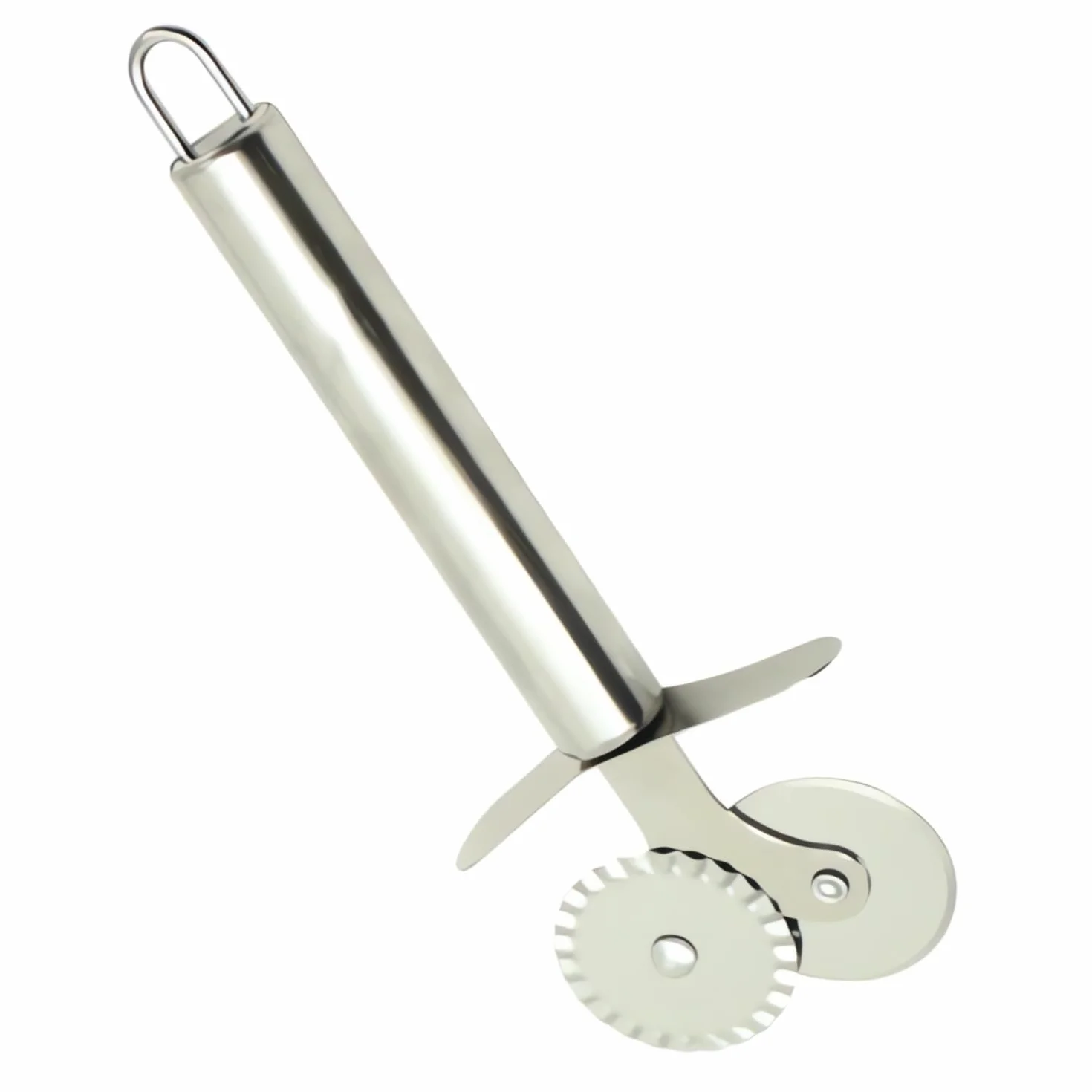 PARENCE.- Koło do ciasta z podwójnym ostrzem - 2 głowice tnące o średnicy 4,1 cm - Dokładny i wszechstronny nóż do ciasta (18 cm) - Nóż do ravioli do robienia koronki