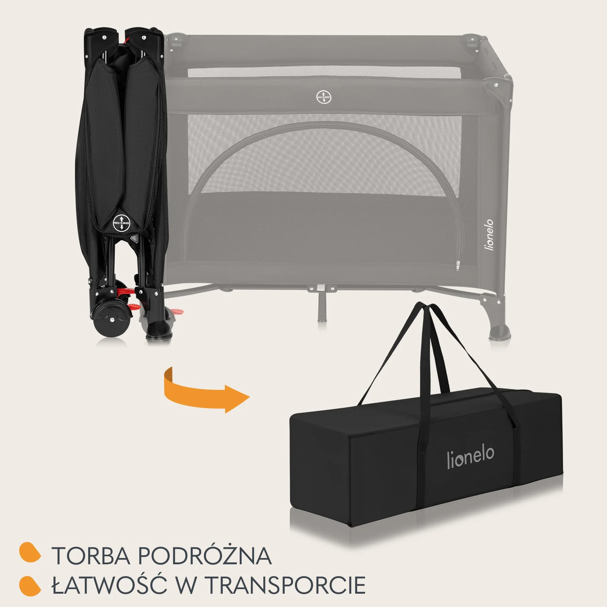 LIONELO LAURA Łóżeczko Turystyczne 2w1 do 15 Kg Kojec dziecięcy od 0 do 36 miesięcy Boczne Wejście Piankowy Materac T25, 2 Poziomy Wysokości, Torba Podróżna, Koła z Hamulcem