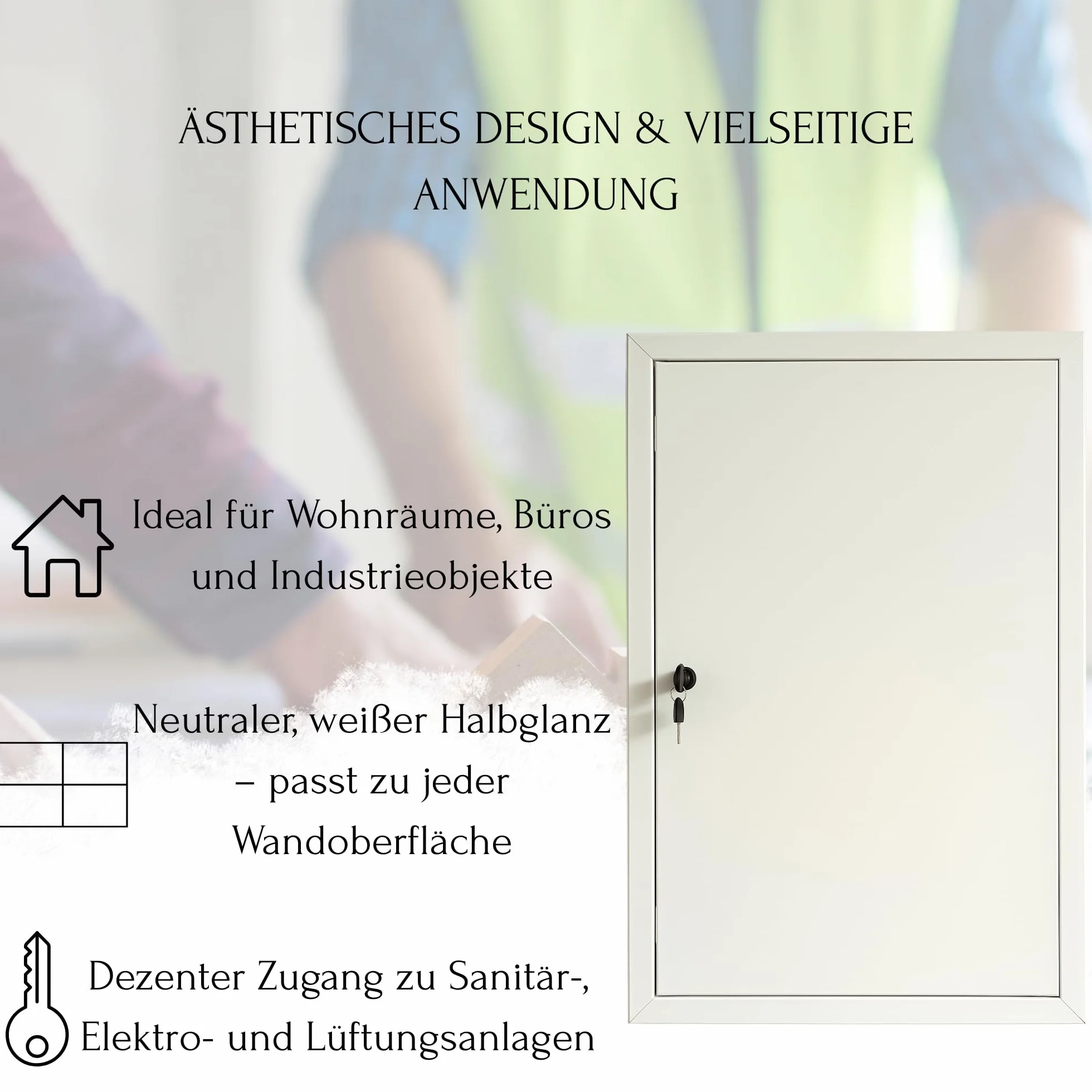 TMALASER Drzwi rewizyjne metalowe 30 x 60 cm stal ocynkowana – klapa rewizyjna biała 300 x 600 mm, zamek z kluczem - drzwi inspekcyjne do ścian murowanych i karton-gips