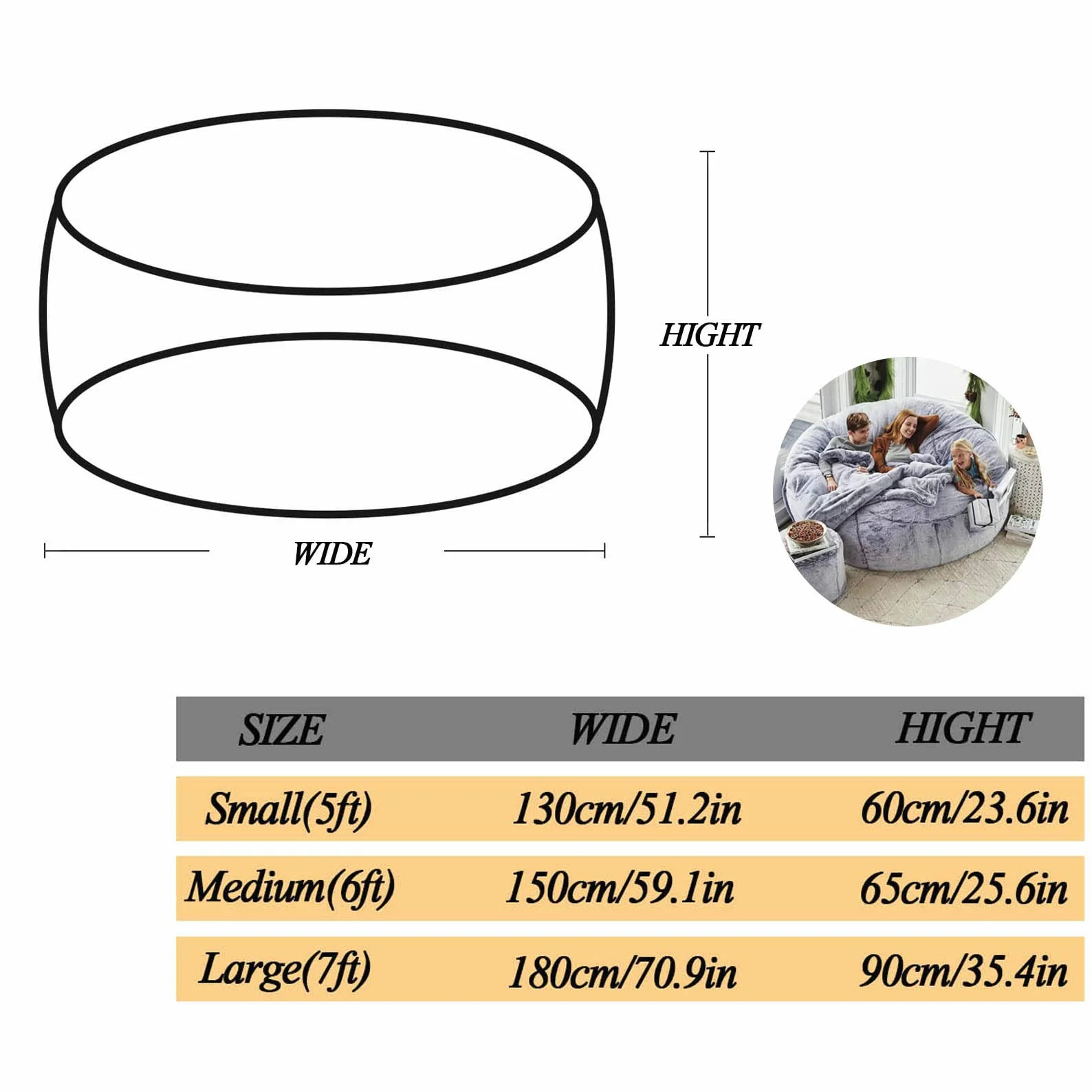 Faux Fur Bean Bag Krzesło dla Dorosłych Faux Fur BeanBag Lazy Sofa Bed Cover Meble do pokoju (była to tylko poszewka, a nie pełna torba fasoli)