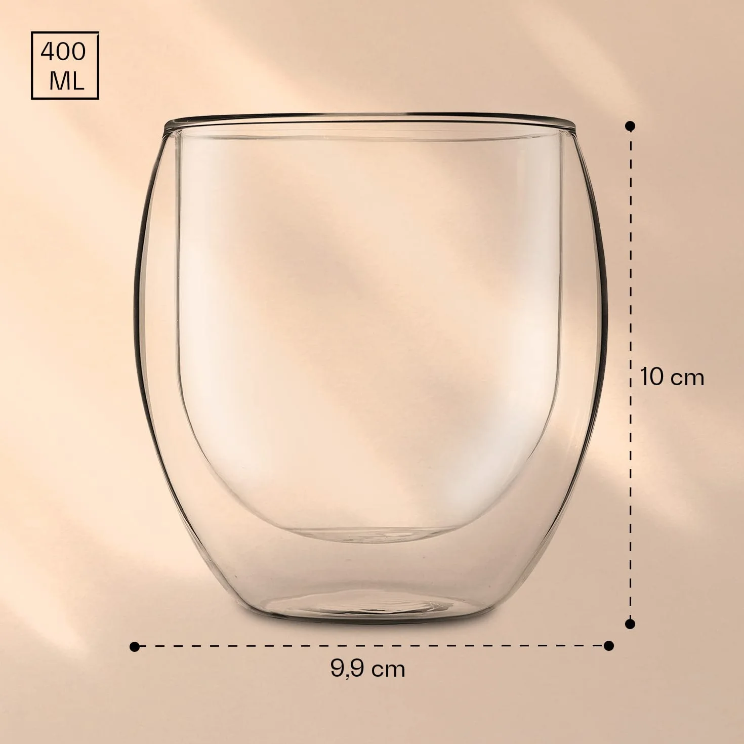 DUOS Szklanki termiczne z podwójną ścianką 4 x 310 ml Jumbo do cappuccino
