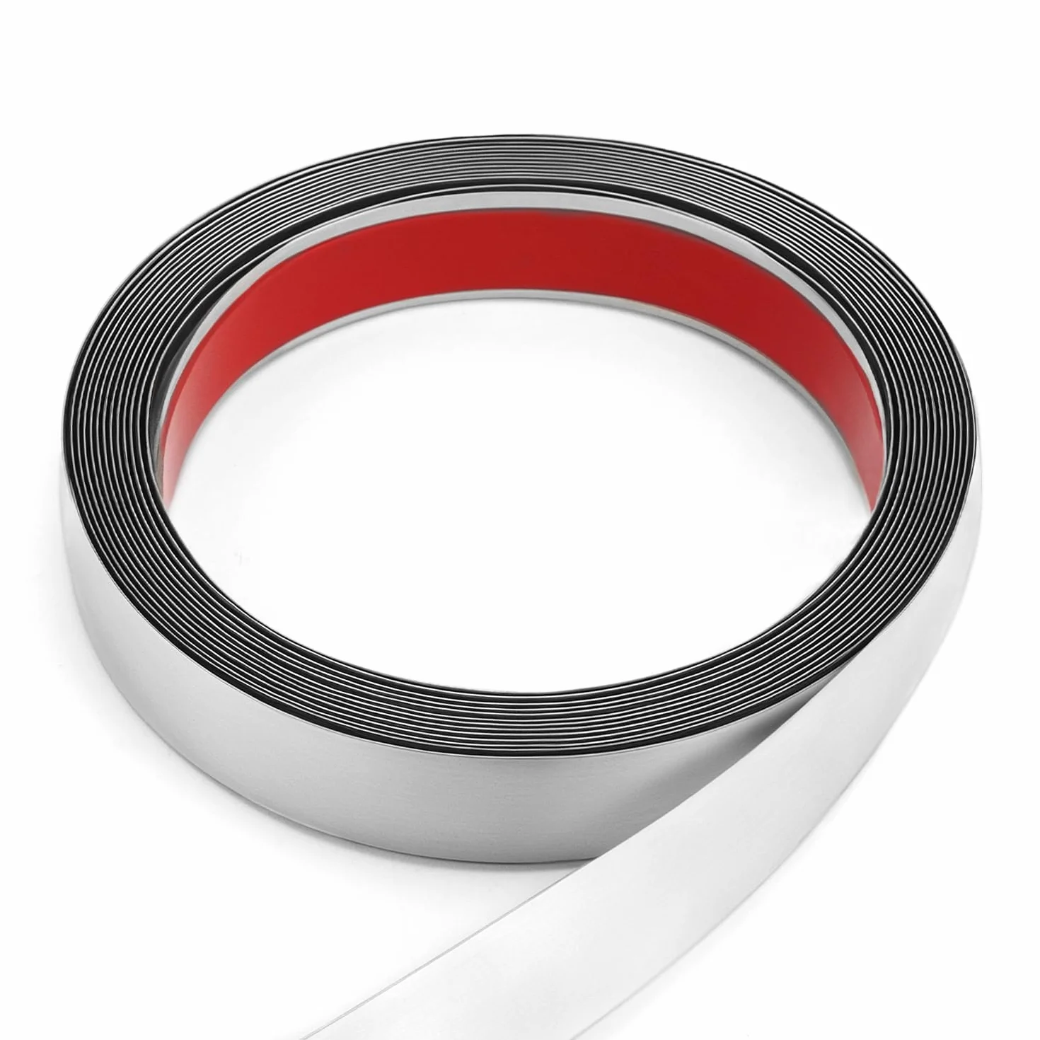 QWORK® Listwa ścienna ze stali nierdzewnej, 20 mm x 5 m, szczotkowane wykończenie, srebrna, odklej i przyklej, do dekoracji ścian, ramy lustra, wypełnienia szczeliny kominkowej i innych