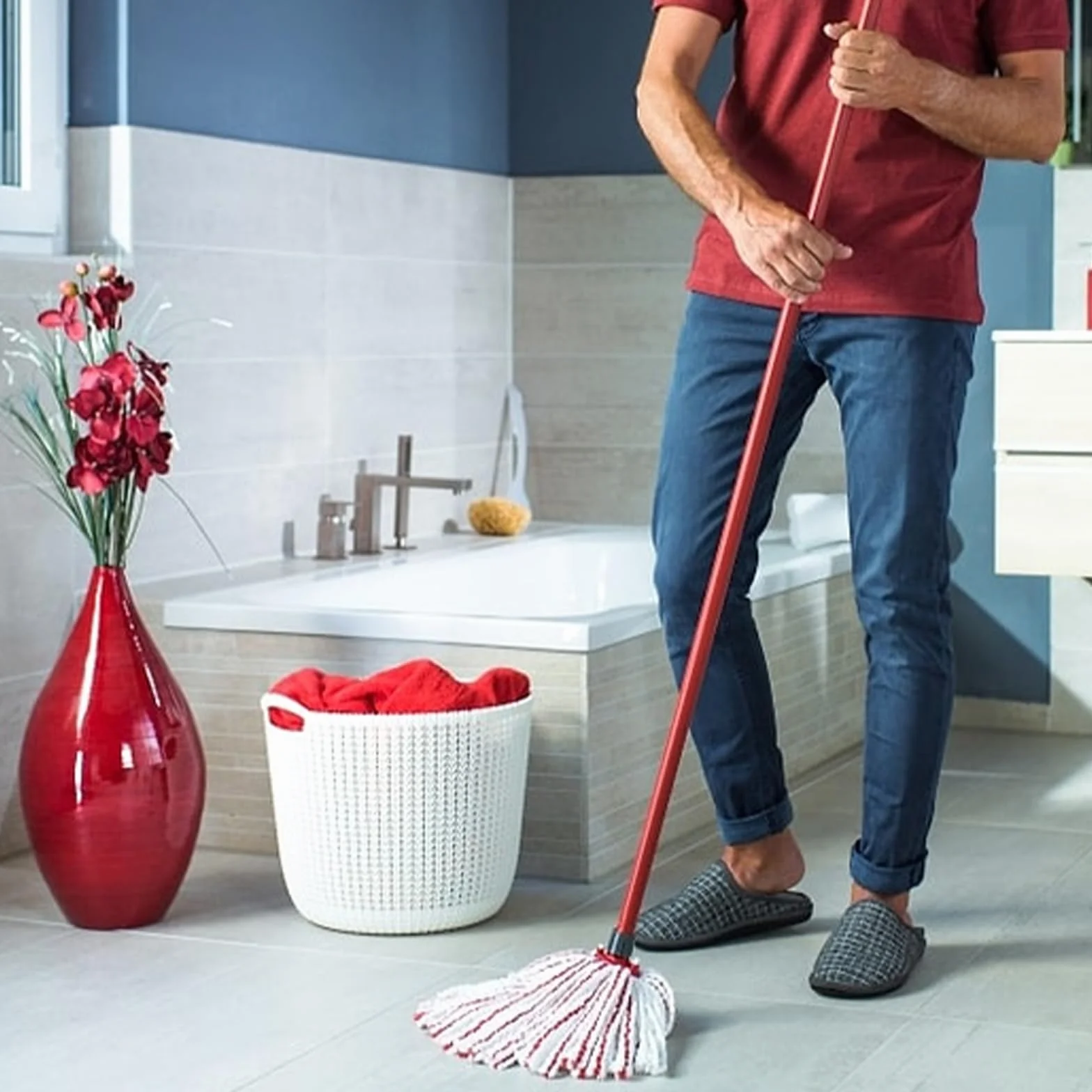 Wymienny uchwyt kompatybilny z Vileda Turbo Spin Mop, 4-sekcyjny zapasowy drążek do mopa, regulowany mop, wymienny uchwyt do mopa, teleskopowy uchwyt do czyszczenia podłóg