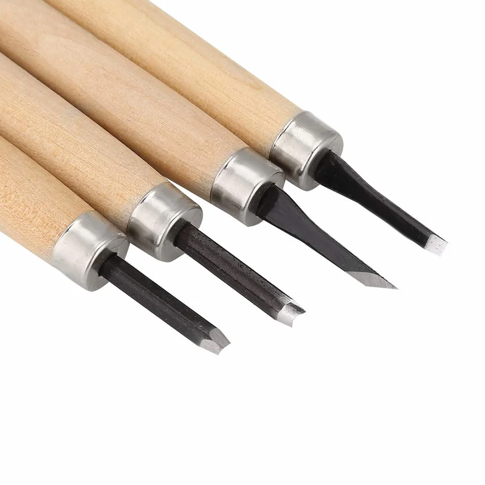 Holz Messer, Tools Set, 4?PCS professionelle Messer Manuelle Spitzer Gummi Stempel Messer Carving Tools Set