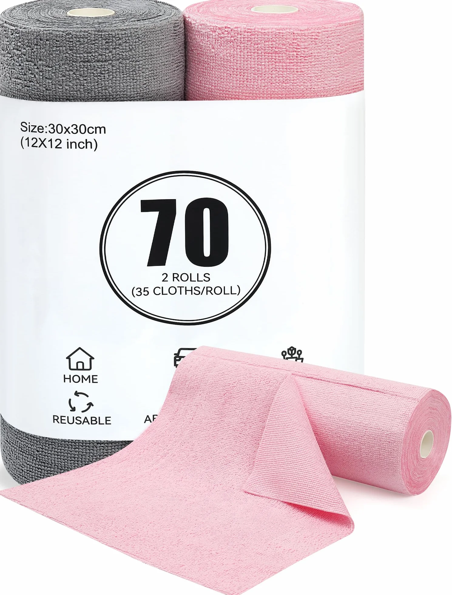 Ściereczki z mikrofibry w rolce 35 sztuk x 2 do czyszczenia wielokrotnego użytku