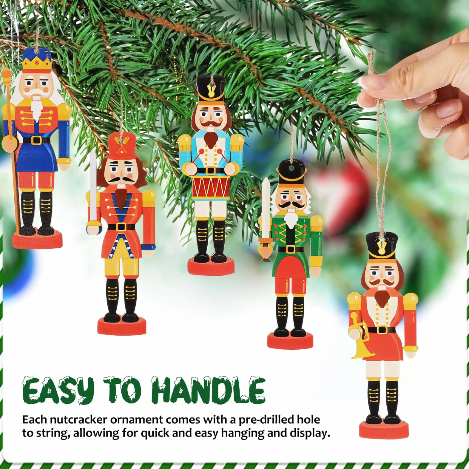 36kawałki Sztuk Figurki Huśtawki Do Choinki Nutcracker Drewniane Dekoracje Świąteczne Ornaments Boże Narodzenie Wyjątkowy Do Uświetnienia Świątecznej Atmosfery