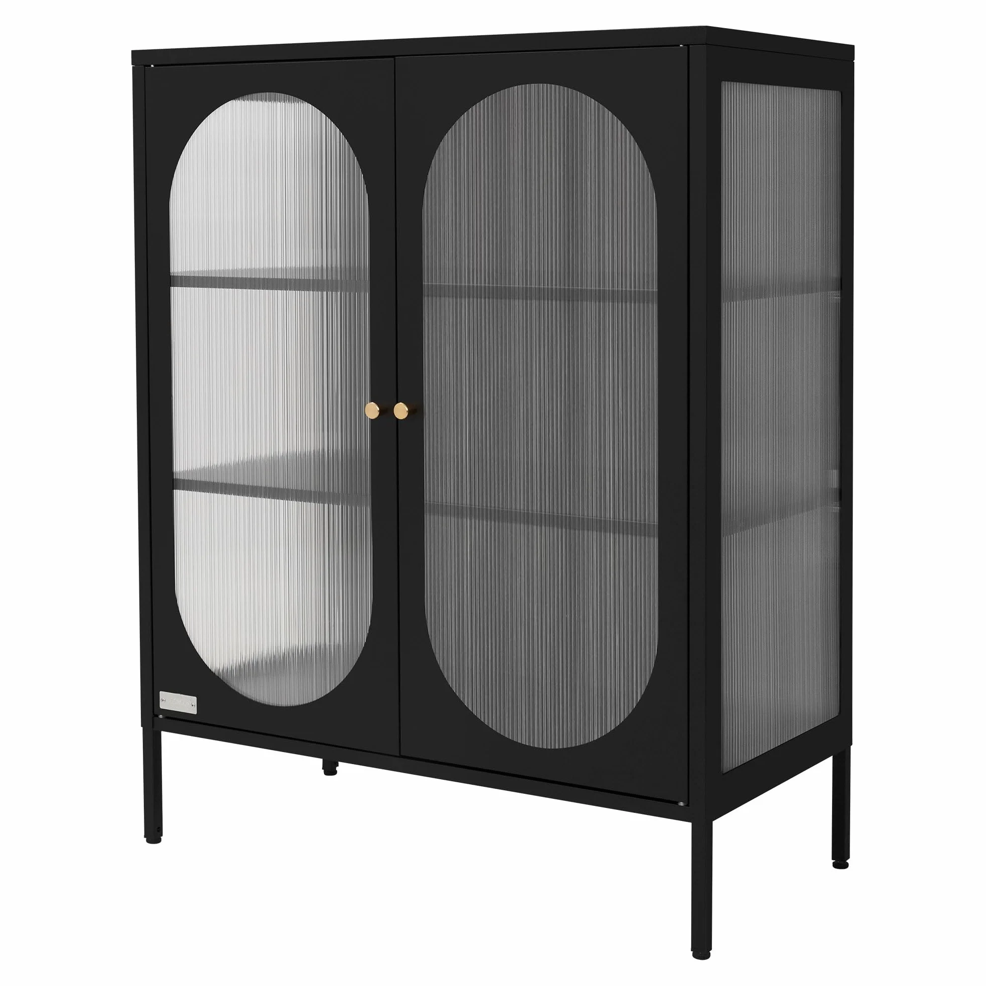 ML-Design witryna 80 x 102,5 x 40 cm czarna z 3 pólkami i 2 drzwiczkami stalowa szafka do salonu w stylu industrialnym wykonana z metalu komoda regal szafka na dokumenty mebel stojacy podlogowy
