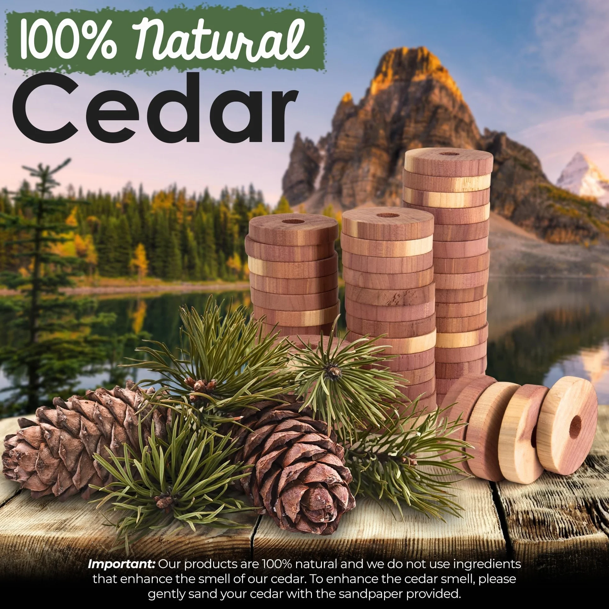 ecoKiwi Odstraszacz moli, pierścienie cedrowe, 55 sztuk, 100% naturalne kulki cedrowe, produkty przeciw molom, olejki cedrowe, odstraszacz moli, do pokoi i ubrań, kulki na ćmy, do szafy, z papierem
