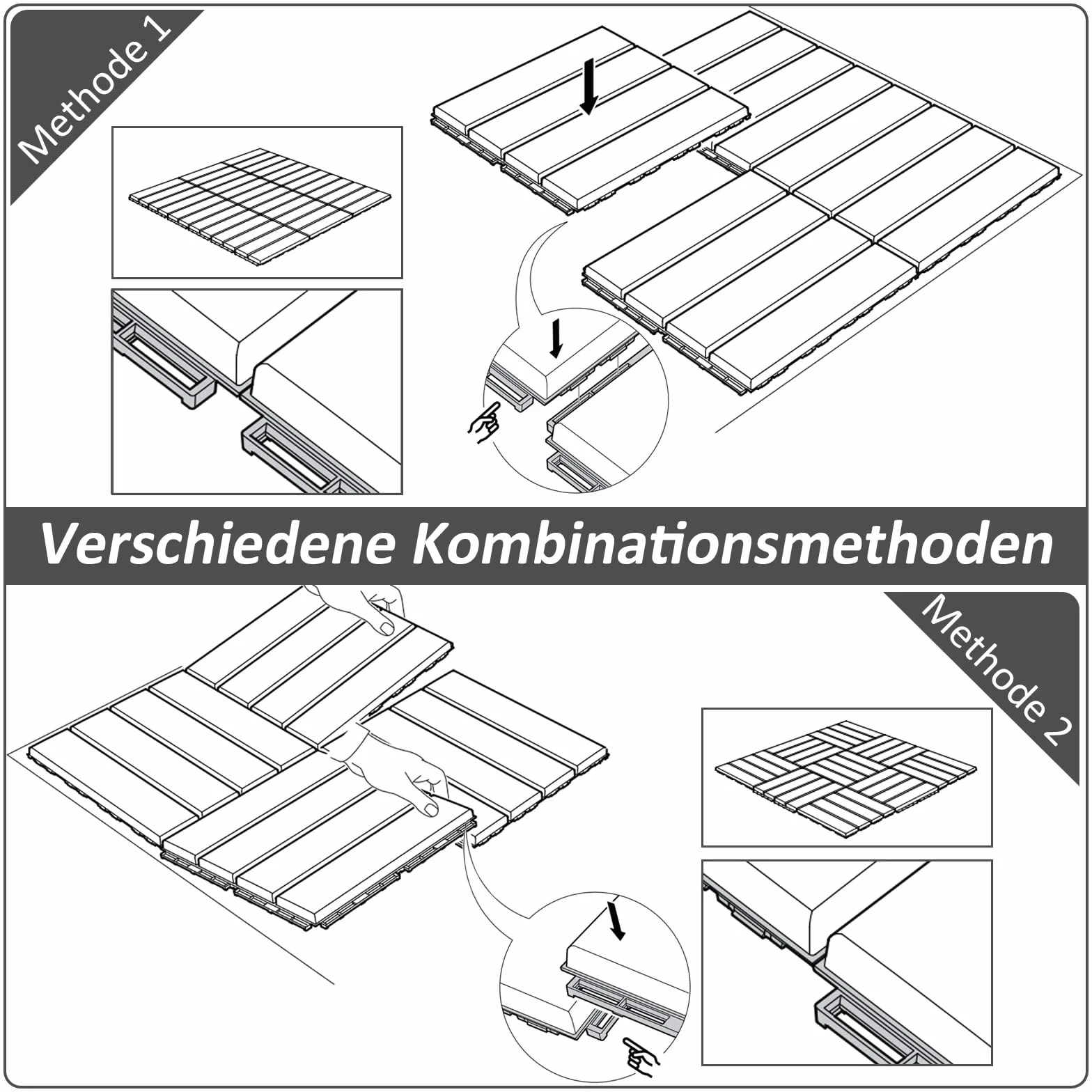 Outsunny set van 9 terrastegels balkon terras 30 x 30 cm tuin kliktegel vloertegel binnen buiten kunststof zwart