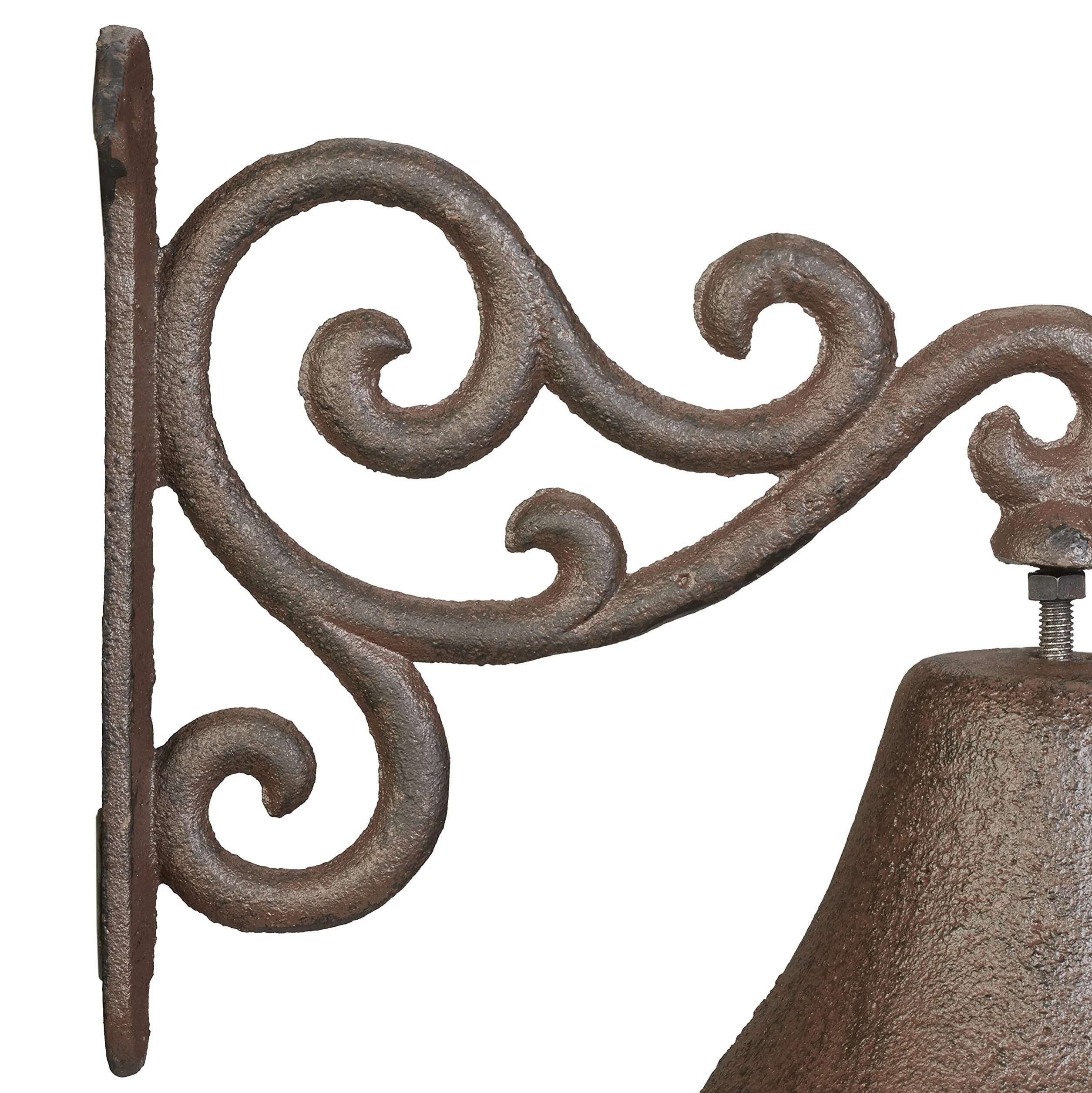 Relaxdays Dzwonek do drzwi żeliwny, antyczny design, dzwonek ogrodowy vintage, ze sznurkiem, dzwonek do użytku na zewnątrz, dzwonek ścienny, brązowy, 1 sztuka