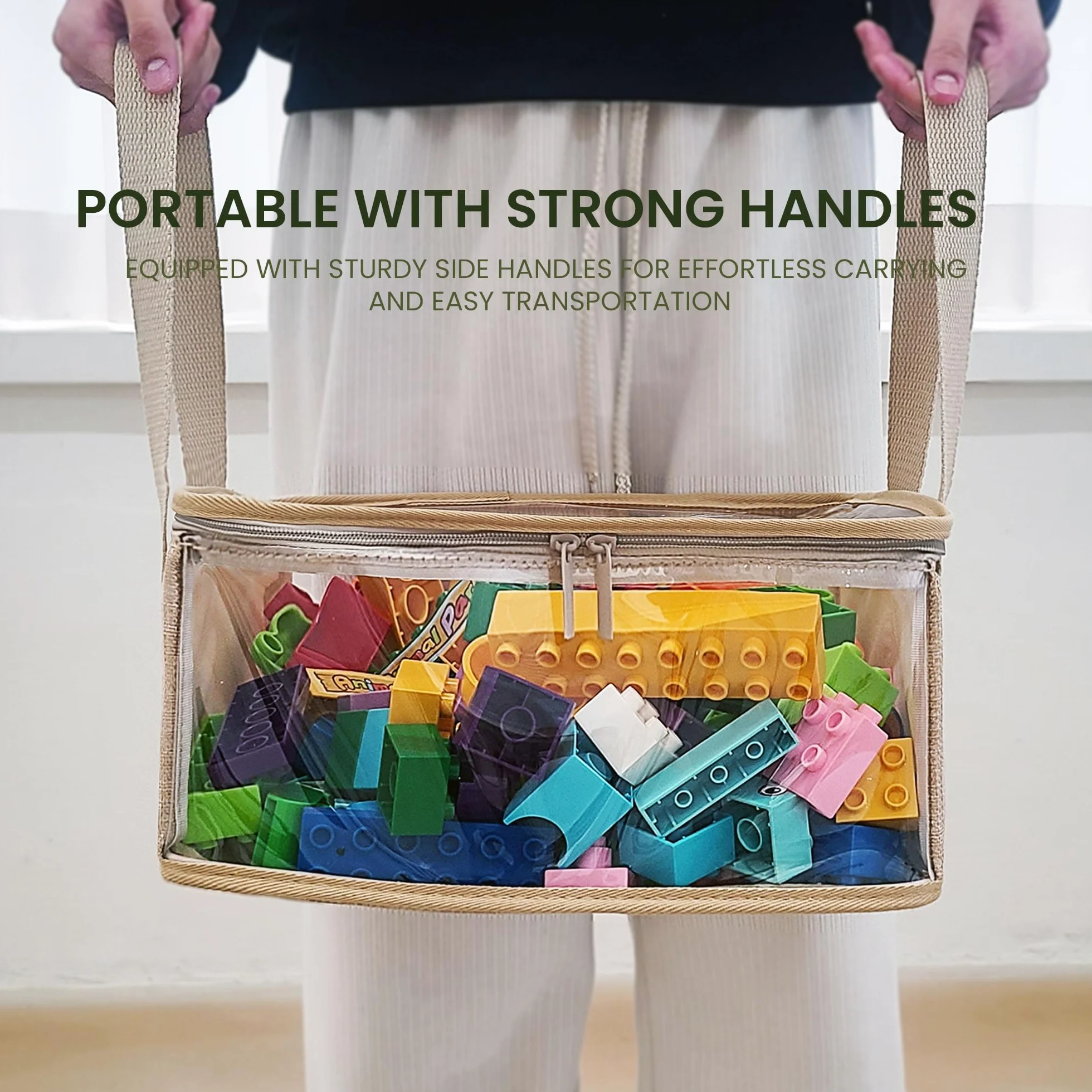 holay 2-pak Składanych Pudełek PVC z Przezroczystą Pokrywą i Uchwytami, 30 x 30 x 15 cm Organizer na Ubrania, Zabawki i Książki (Biały, Mały)