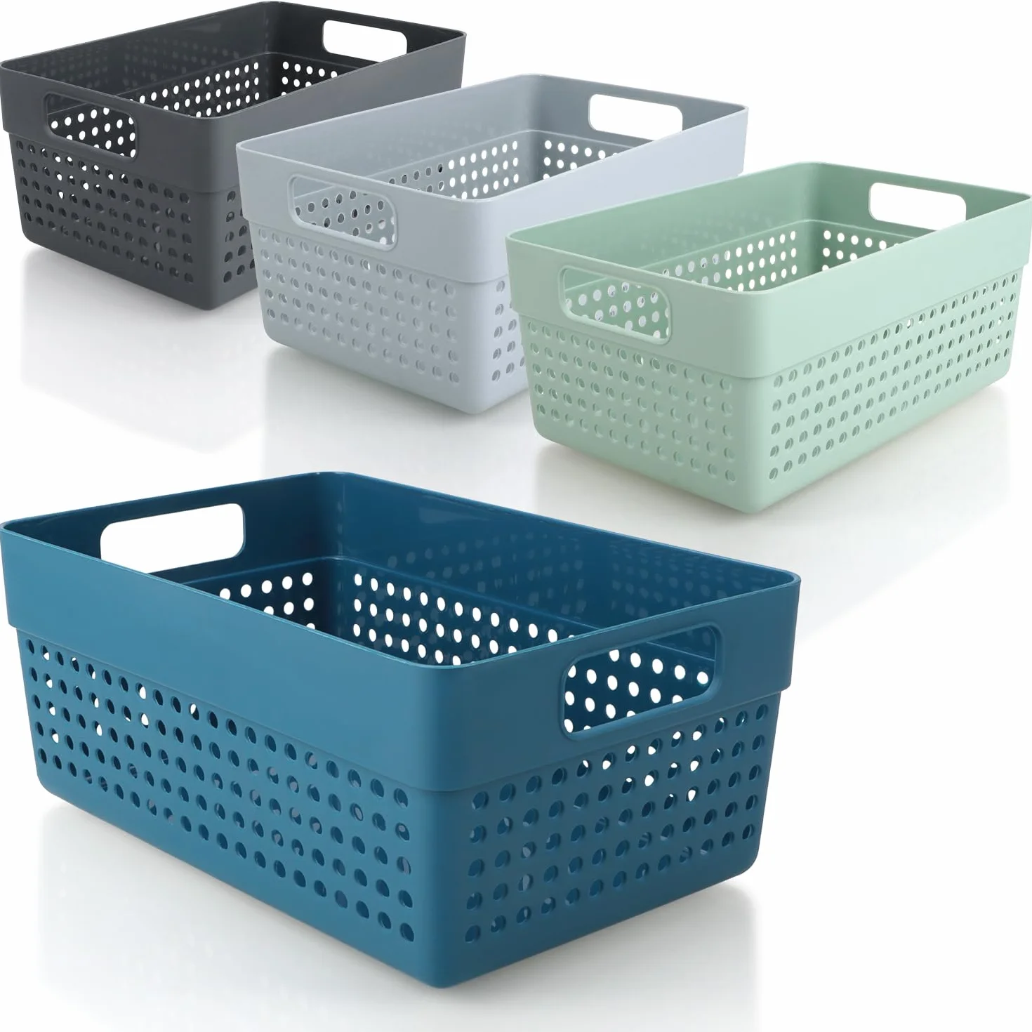 COM-FOUR® 4-czesciowy zestaw koszy do przechowywania - kosze dekoracyjne - plastikowe pudelka na kosmetyki, zabawki i artykuly gospodarstwa domowego [wybór jest rózny] (Mieszanka - 4 sztuki)