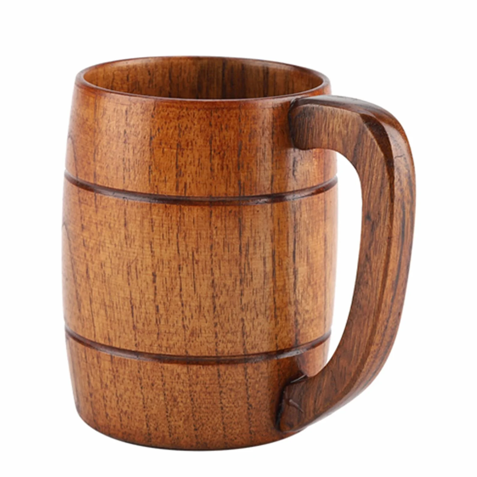 Drewniany kubek do piwa trwały kubek do piwa z naturalnego drewna retro duża pojemność herbata woda klasyczny drewniany kubek do picia z uchwytem