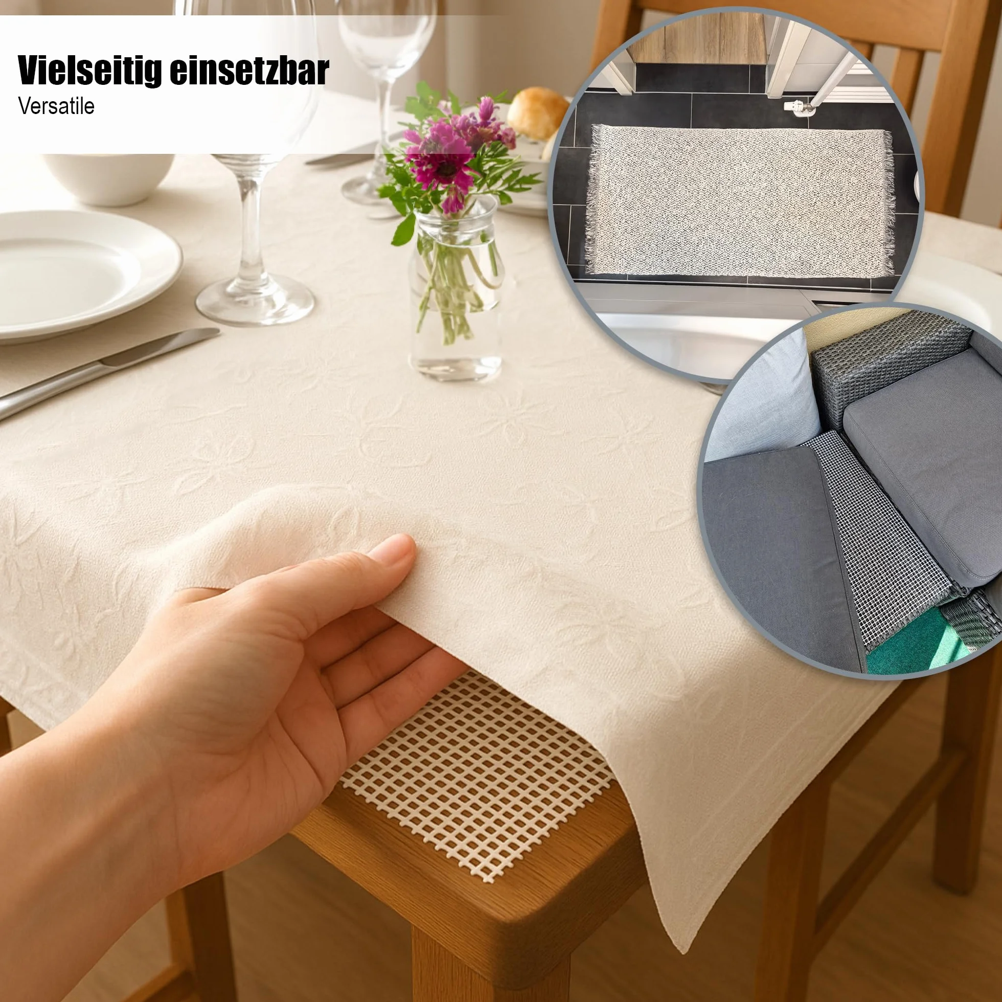 COM-FOUR® Mata antyposlizgowa do dywanu - podkladka pod dywan 180x120 cm - stoper do dywanu - mata antyposlizgowa w kolorze bialym - mata do szuflady z mozliwoscia przyciecia
