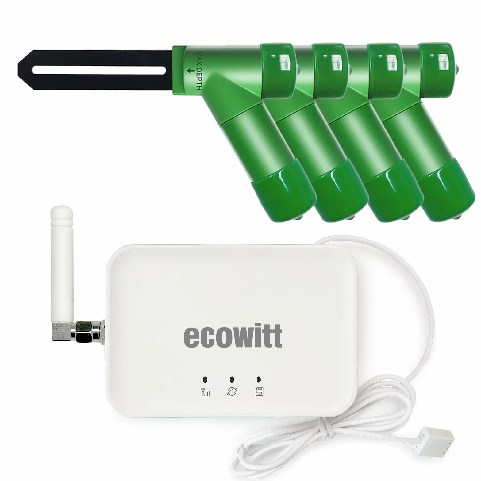 ECOWITT Czujnik wilgotności podłogi WH51+ Gateway GW3000, zintegrowane czujniki, tester wilgotności gleby 3 w 1, dokładny pomiar, sonda pojemnościowa, miernik wilgotności do ogrodu wewnętrznego i