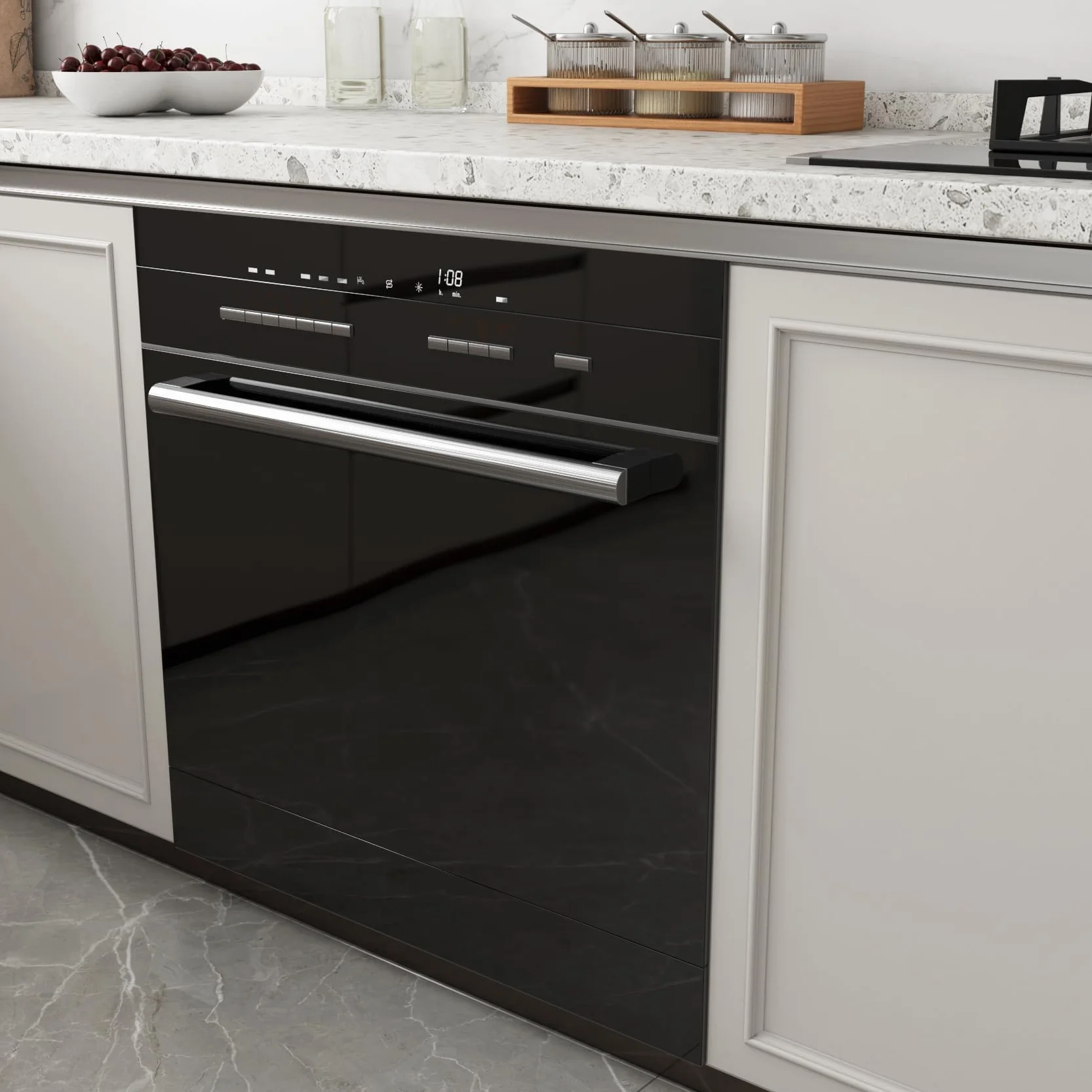 Yenhome Winylowe meble kuchenne czarny połysk 40x300cm tapeta samoprzylepna czarna ściana salon łazienka zmywalne naklejki na meble pokój samoprzylepne naklejki mikrofalowe