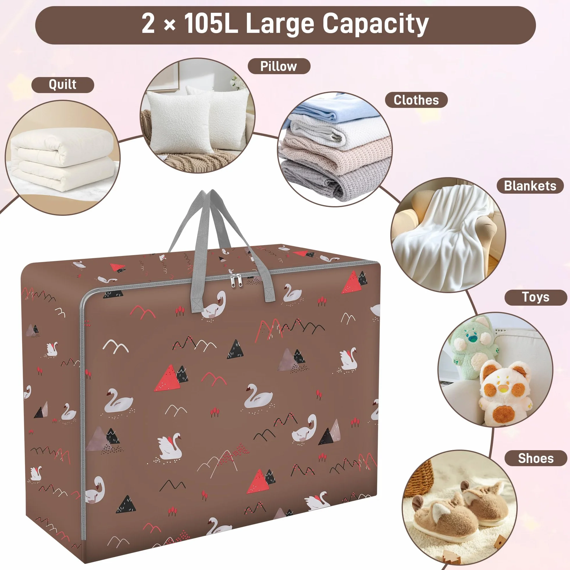 Fentar duża torba do przechowywania 105 l 70 x 50 cm wodoodporna na ubrania