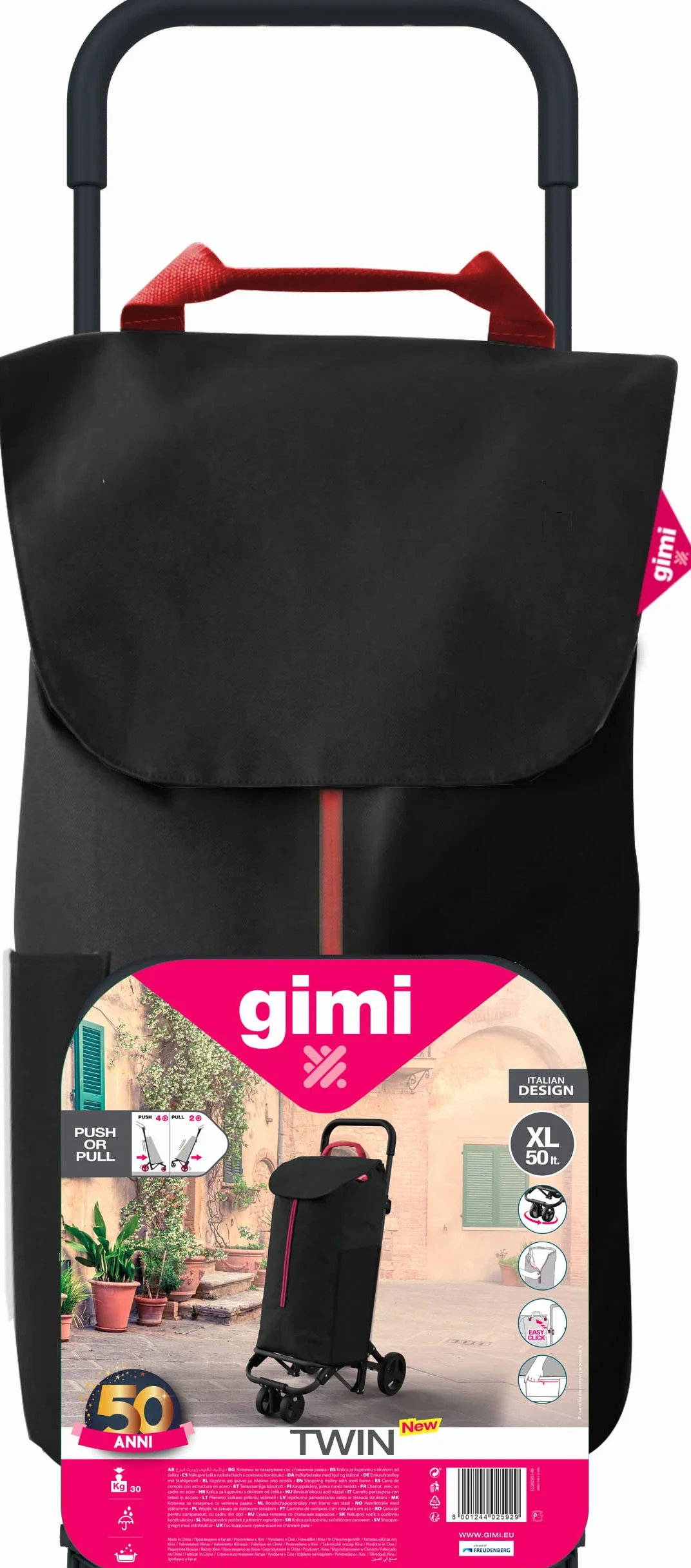 Gimi Twin Wózek na Zakupy 50 l Czarny