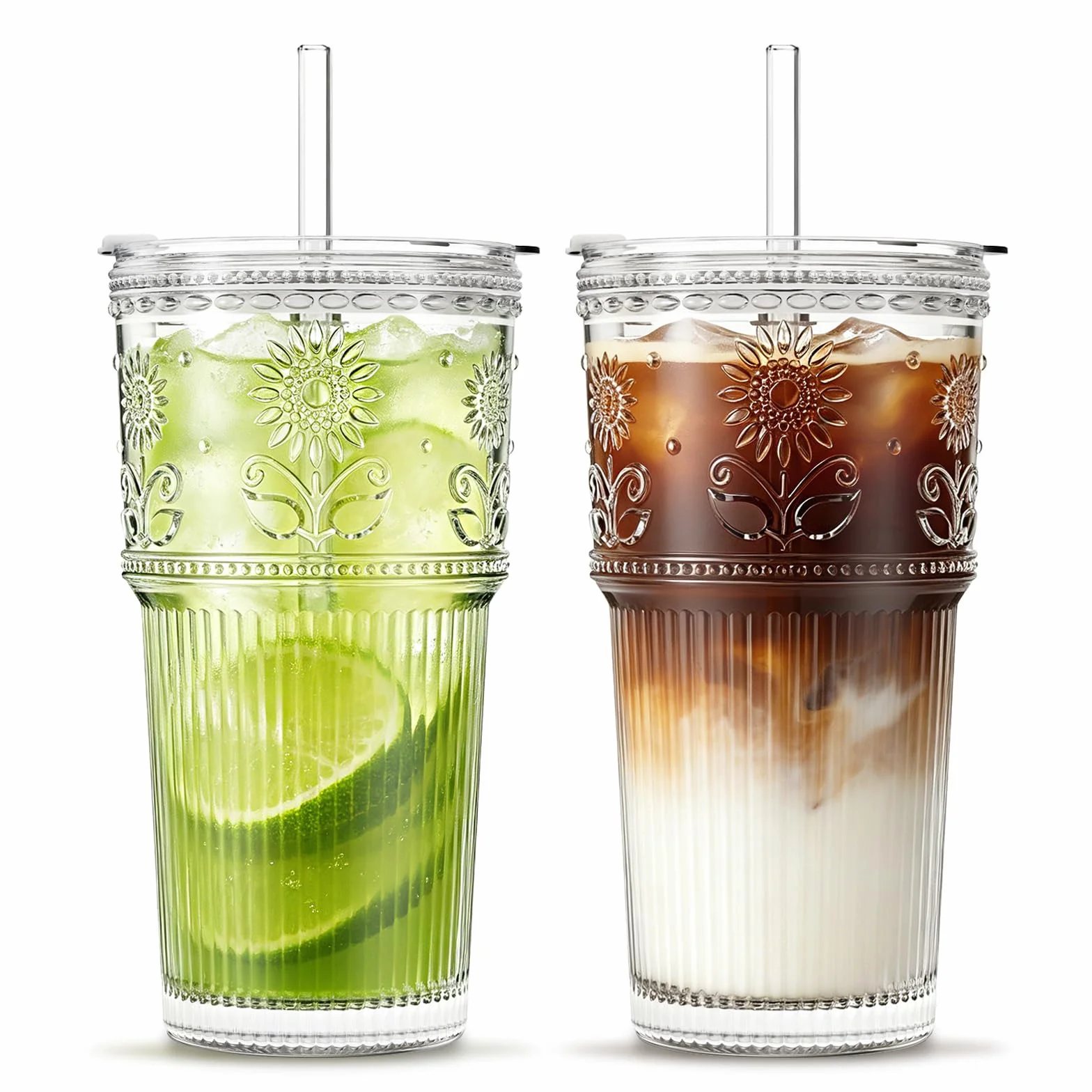 INSETLAN Zestaw 2 szklanek do cappuccino o podwójnych ściankach, 470 ml