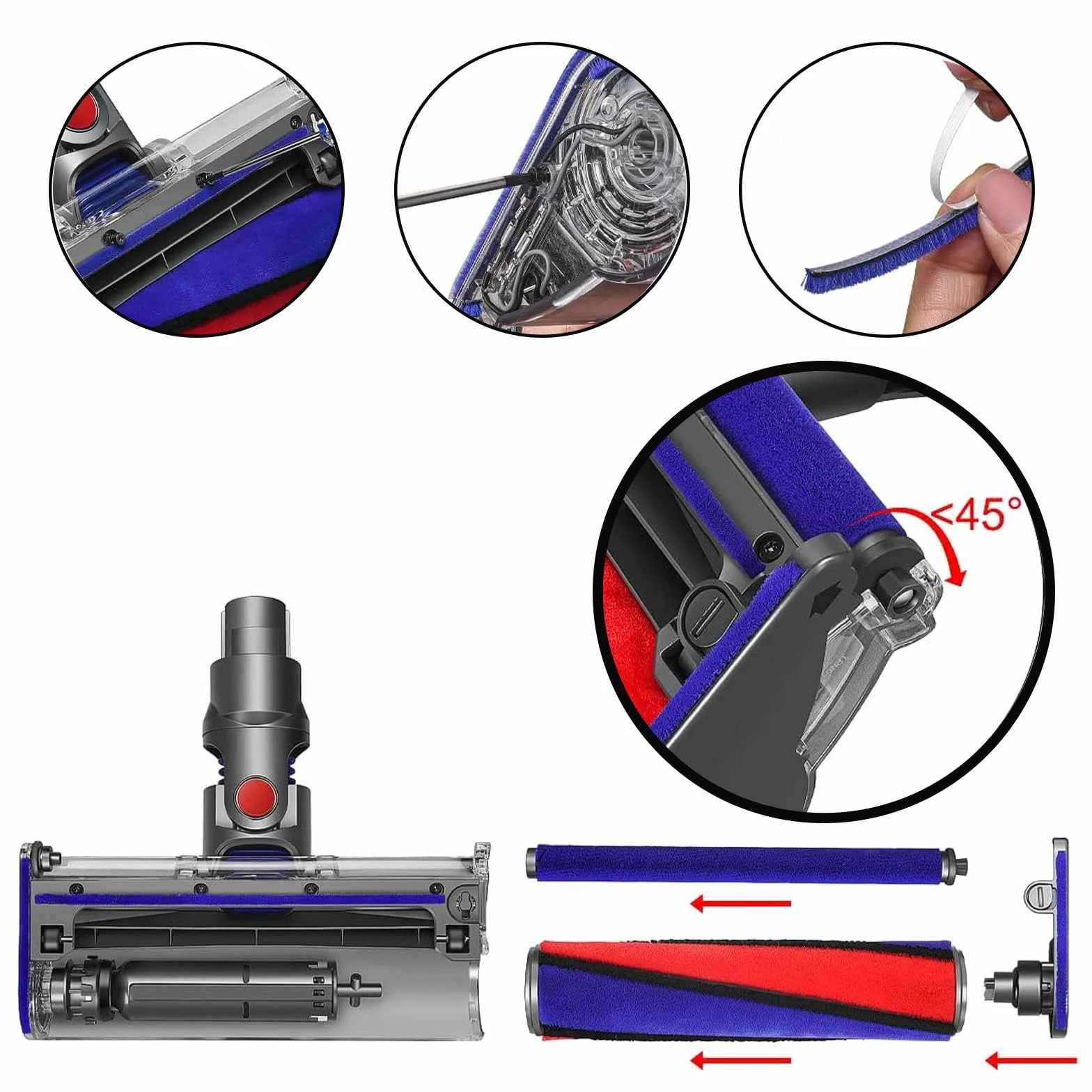 Pluszowe paski do odkurzacza Dyson V6 V7 V8 V10 V12 V15 DC58 DC59 DC62 DC72 DC74, akcesoria zamienne