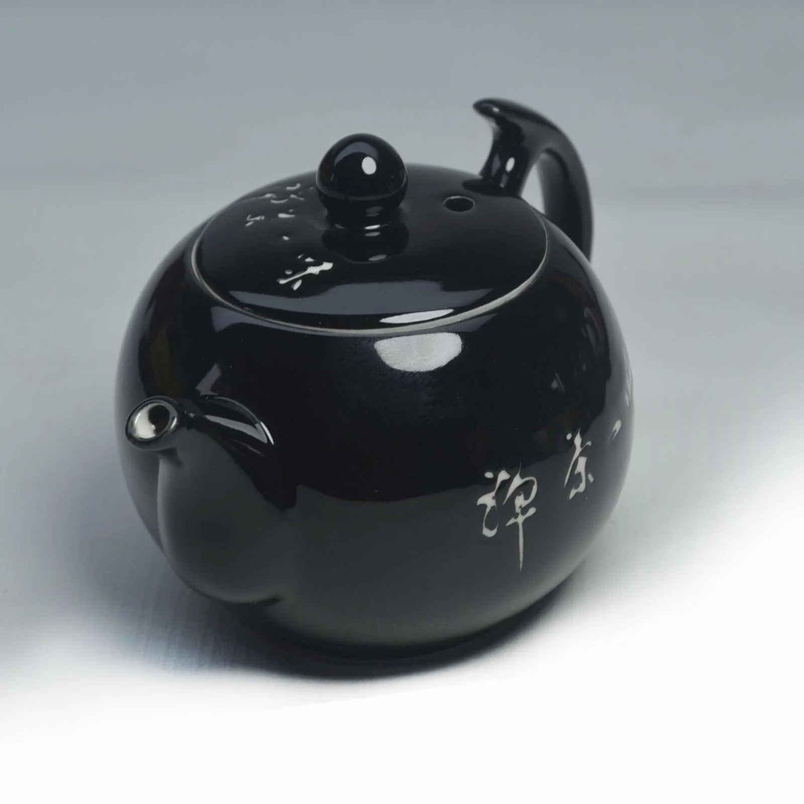 Porcelanowy czajniczek, 300 ml Mały Czajnik Xishi Chiński Zestaw do herbaty Gongfu Ceramiczny Dzbanek Czarny (Czajnik)