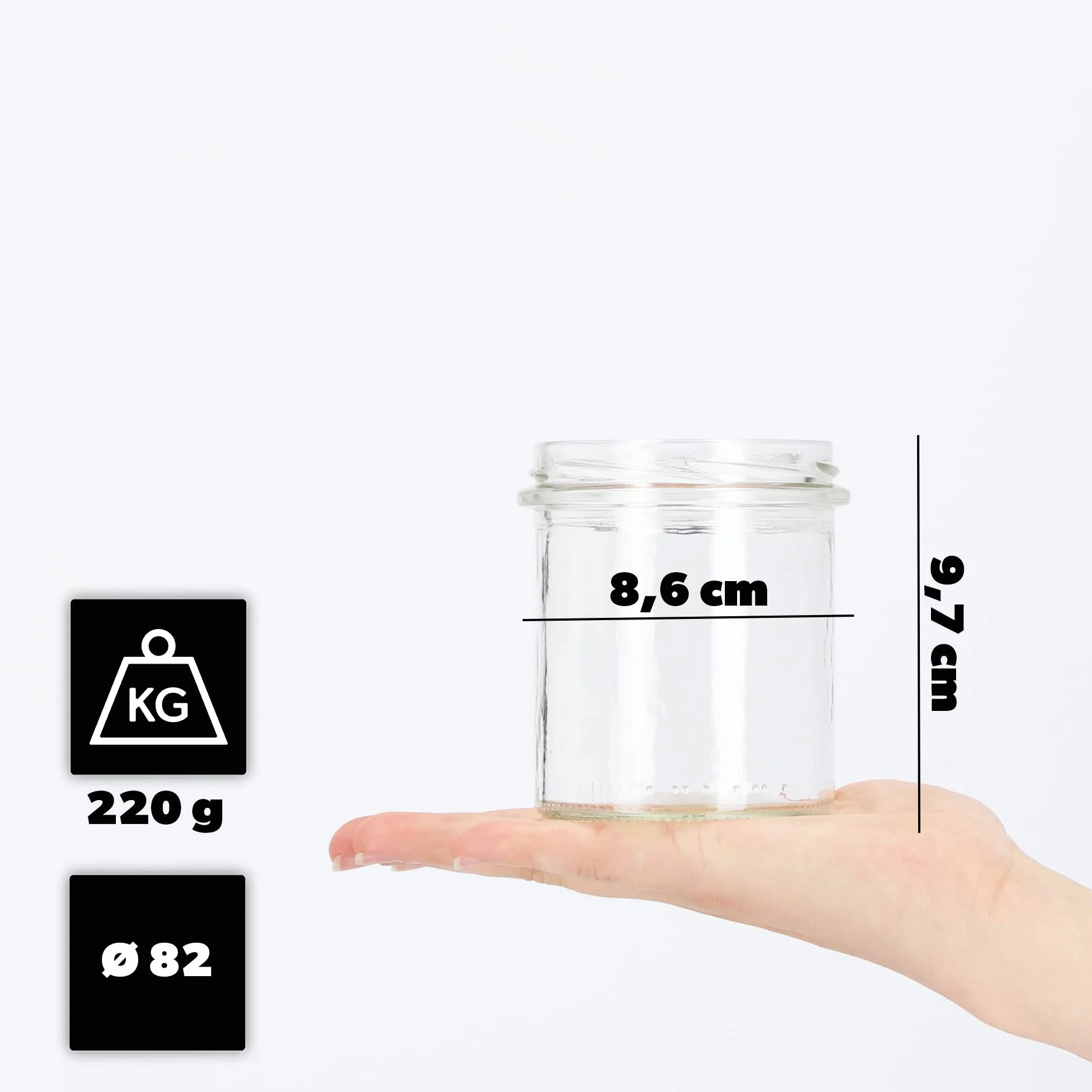 KADAX Słoiki na dżem 350 ml z zakręcaną pokrywką fi82 mm, 10 sztuk
