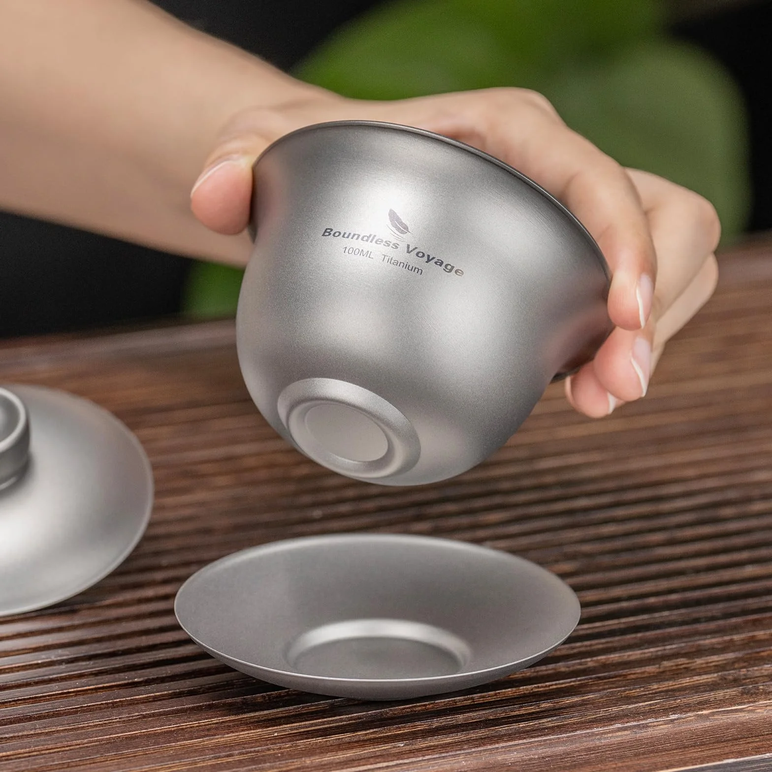 Boundless Voyage Tytanowa Filiżanka do Herbaty z Podwójnymi Ściankami Chiński Tradycyjny Gaiwan Zestaw Ti3143D