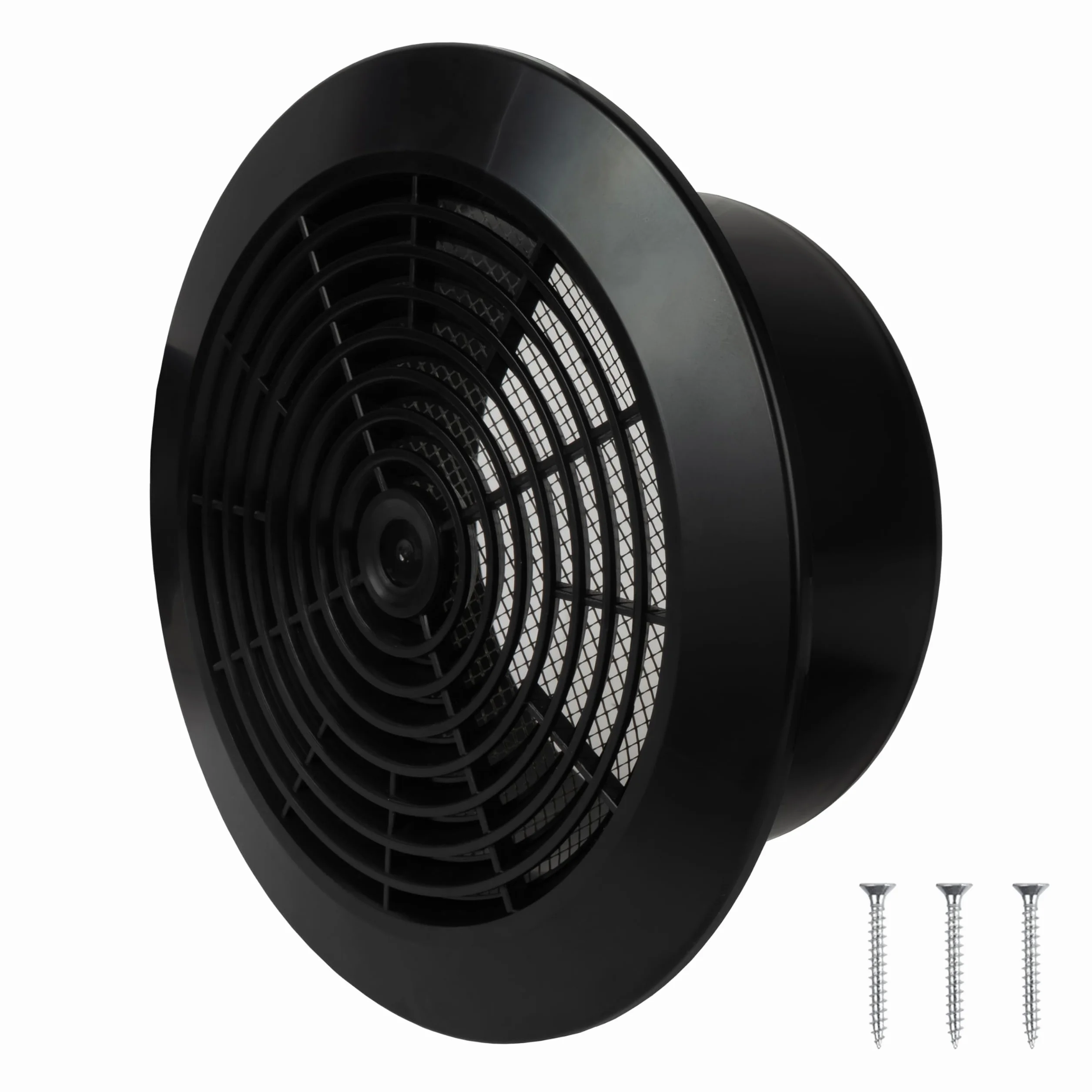 Repa Market Czarna kratka wentylacyjna z tworzywa sztucznego 150 mm – HVAC okrągła do użytku wewnątrz i na zewnątrz, wentylacja sufitowa z kratką ochronną, osłona kanału wentylacyjnego – klimatyzacja