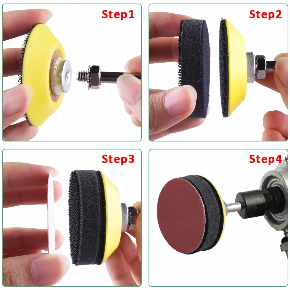 SIQUK 130szt. Tarcze szlifujące 50mm z 1szt. podkładką z trzonem 1/4" i 1szt. miękką piankową podkładką buforującą do wiertarki szlifierki (10szt. każdej ziarnistości - 60 80 120 180 240 400 600 800