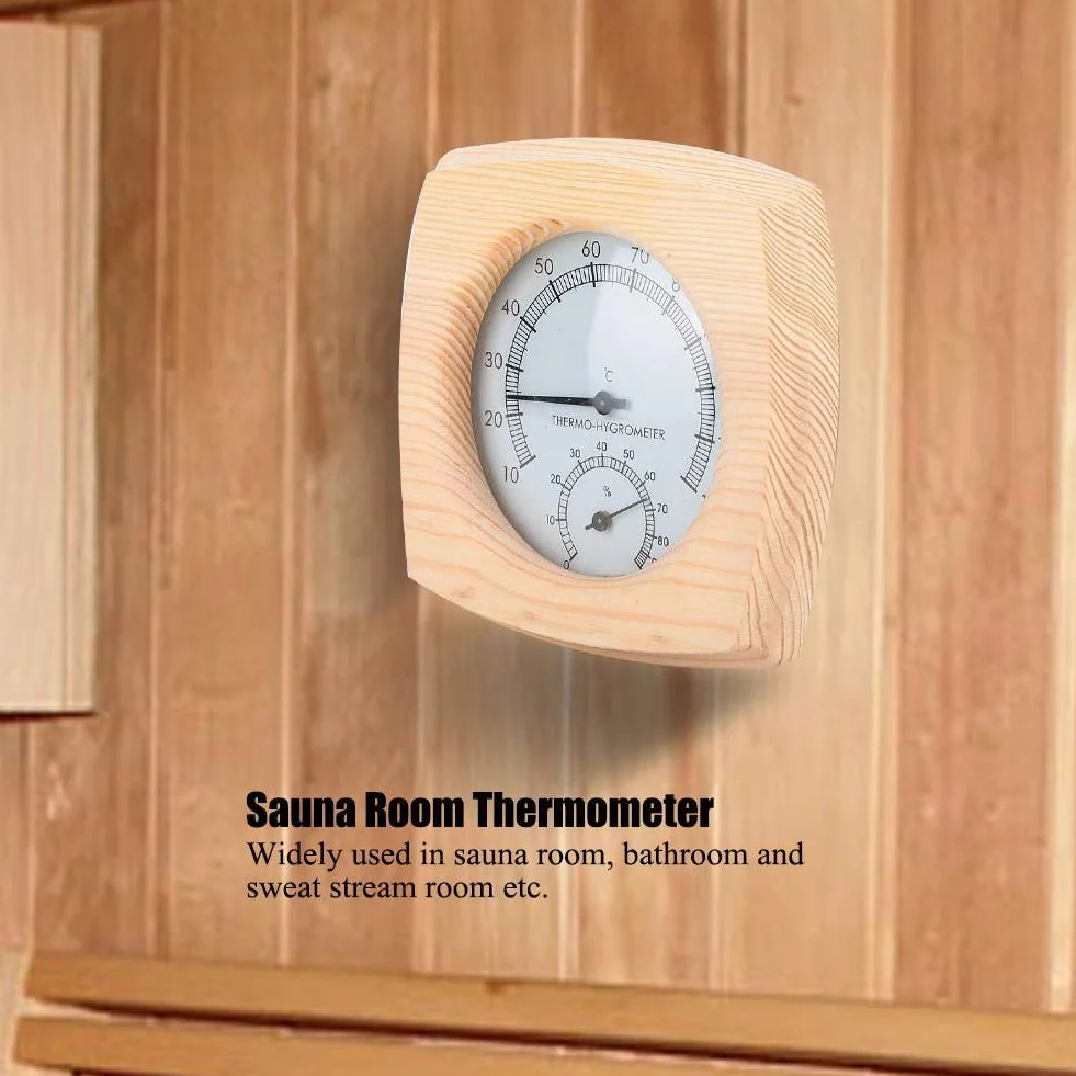 Fdit Drewniana sauna higrotermograf termometr higrometr Sauna pokój z drewna jodłowego Dial miernik temperatury wilgotności Monitor wewnętrzny