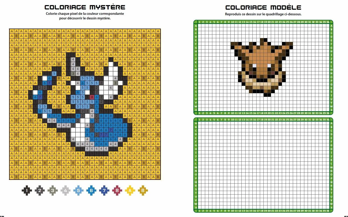 Pokémon Coloriages pixels Cahier avec plus de 60 coloriages pixels Dès 5 ans: Plus de 60 coloriages mystères tout en pixels !