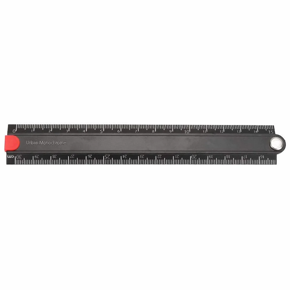 1 linijka ze stopu aluminium, linijka 0-300 mm, składana metalowa linijka do pisania pod kątem 90°, typ L, miarka (kąt 90°)