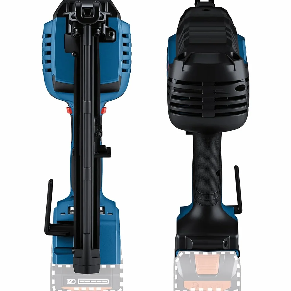 Bosch Professional 18 V System akumulatorowy gwoździarka do drewna GNH 18V-64-2 (wyzwalanie pojedynczego strzału, nadaje się do następujących gwoździ: 32-64 mm, 16 ga (1,6 mm) i kąt magazynka 20°,