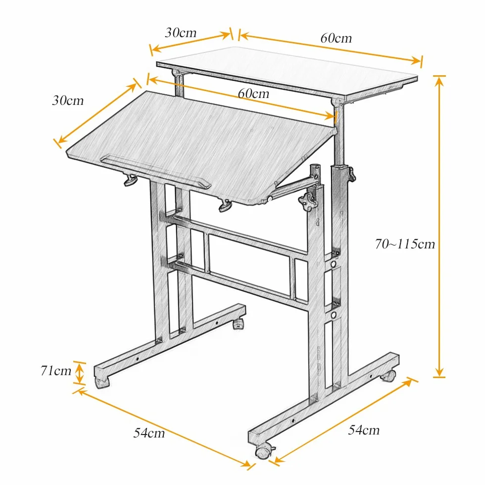sogesfurniture Regulowana stojąca biurko komputer biurko stanowisko robocze biurko stojące biurko do domowego biura, 60 x 30 x 70-115 cm, klon BHEU-101-MP