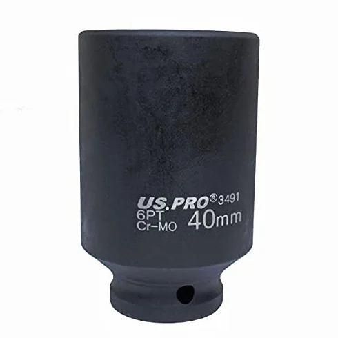 US PRO Narzędzia 40 mm 1/2 cala dr 6 punktowe głębokie gniazdo nakrętki piasty, skrzynia biegów itp 3491