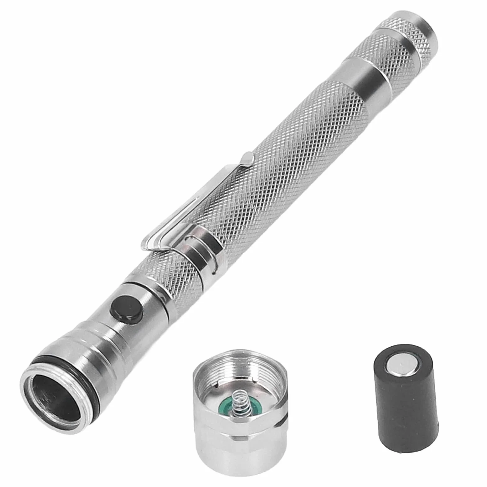 Przenośny chwytak magnetyczny, kij obrotowy o 360 stopni Kompaktowa dioda LED ze stopu aluminium do naprawy samochodów(Srebro)