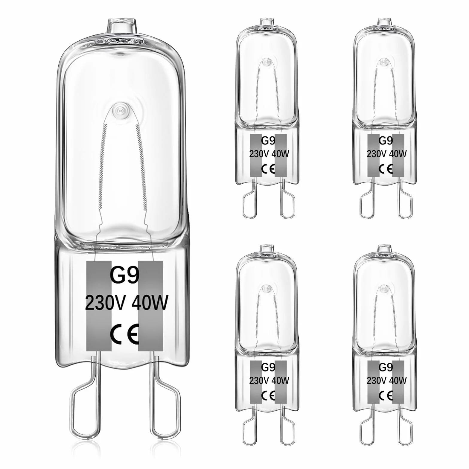 5 sztuk żarówki do piekarnika G9 40 W, odporna na ciepło 300 stopni, 520 lm ciepła biel 2700 K, możliwość ściemniania 230 V, żarówka halogenowa G9 do żarówek piekarnika, kuchenki mikrofalowe