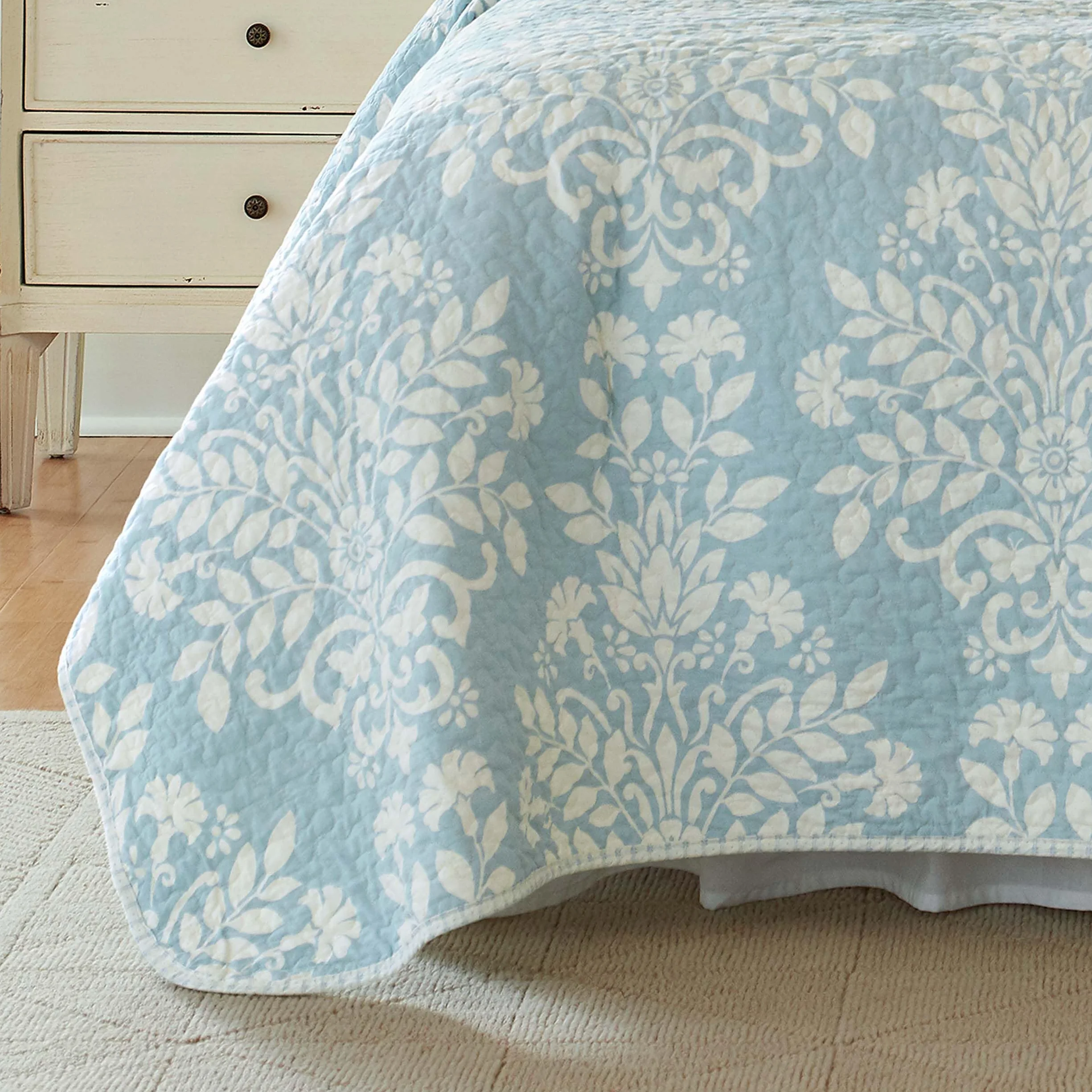 Laura Ashley - Kolekcja Rowland - Zestaw kołder - 100% bawełna, odwracalna, całoroczna pościel z pasującymi pokrowcami, wstępnie prana dla dodatkowego komfortu, pełna/królowa, niebieska