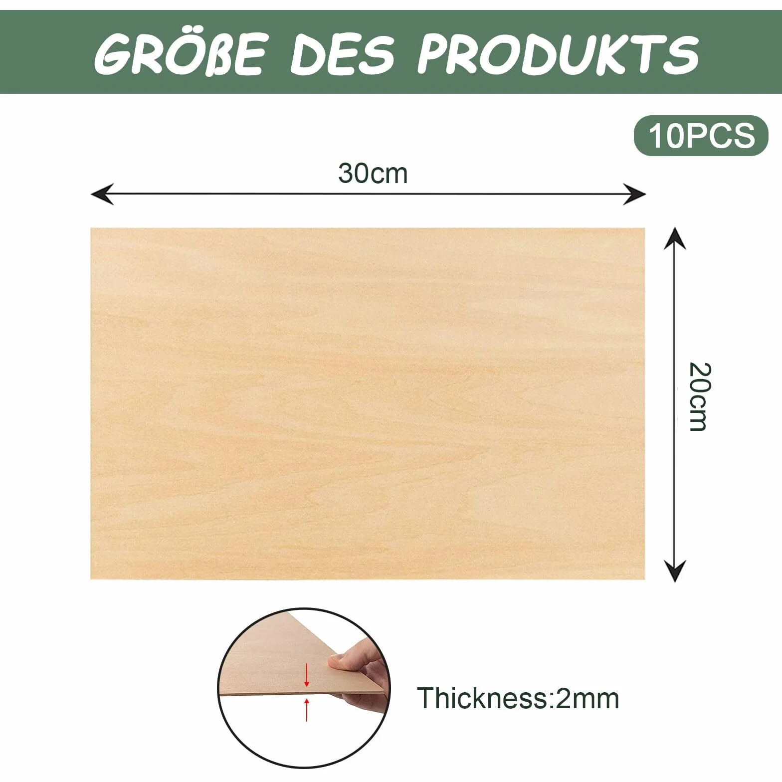 Płyty z drewna balsa, 10 sztuk, do majsterkowania, sklejki, 30 x 20 cm, 2 mm, wysokiej jakości płyty multipleksowe, do samodzielnego wykonania domu, rękodzieła drewnianego, model