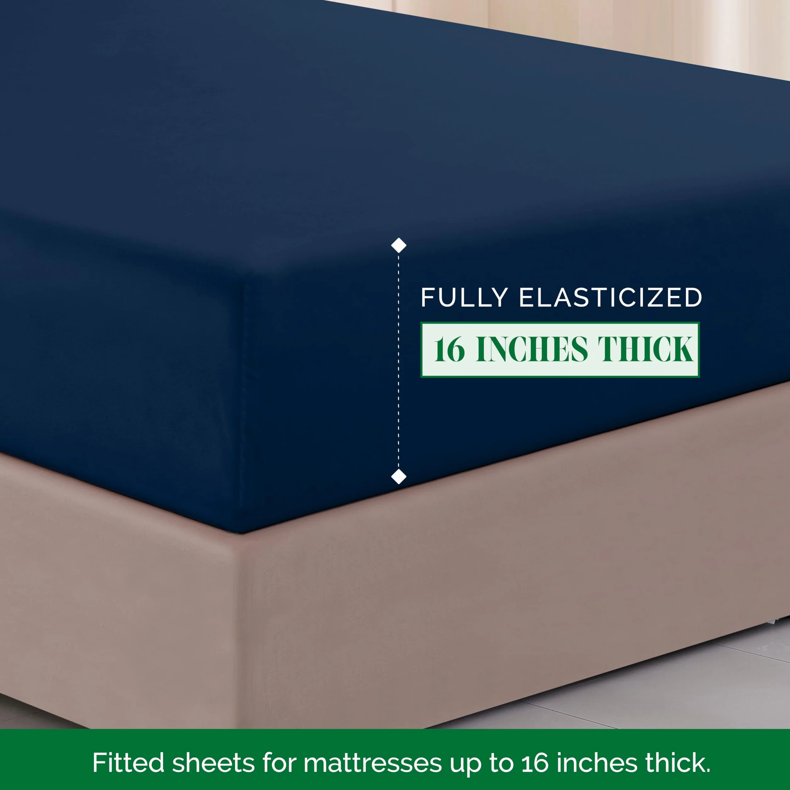 Elegant Comfort Luxurious 1500 Premium Hotel Quality Microfiber 4-Piece Bed Sheet Set, King, Navy Blue