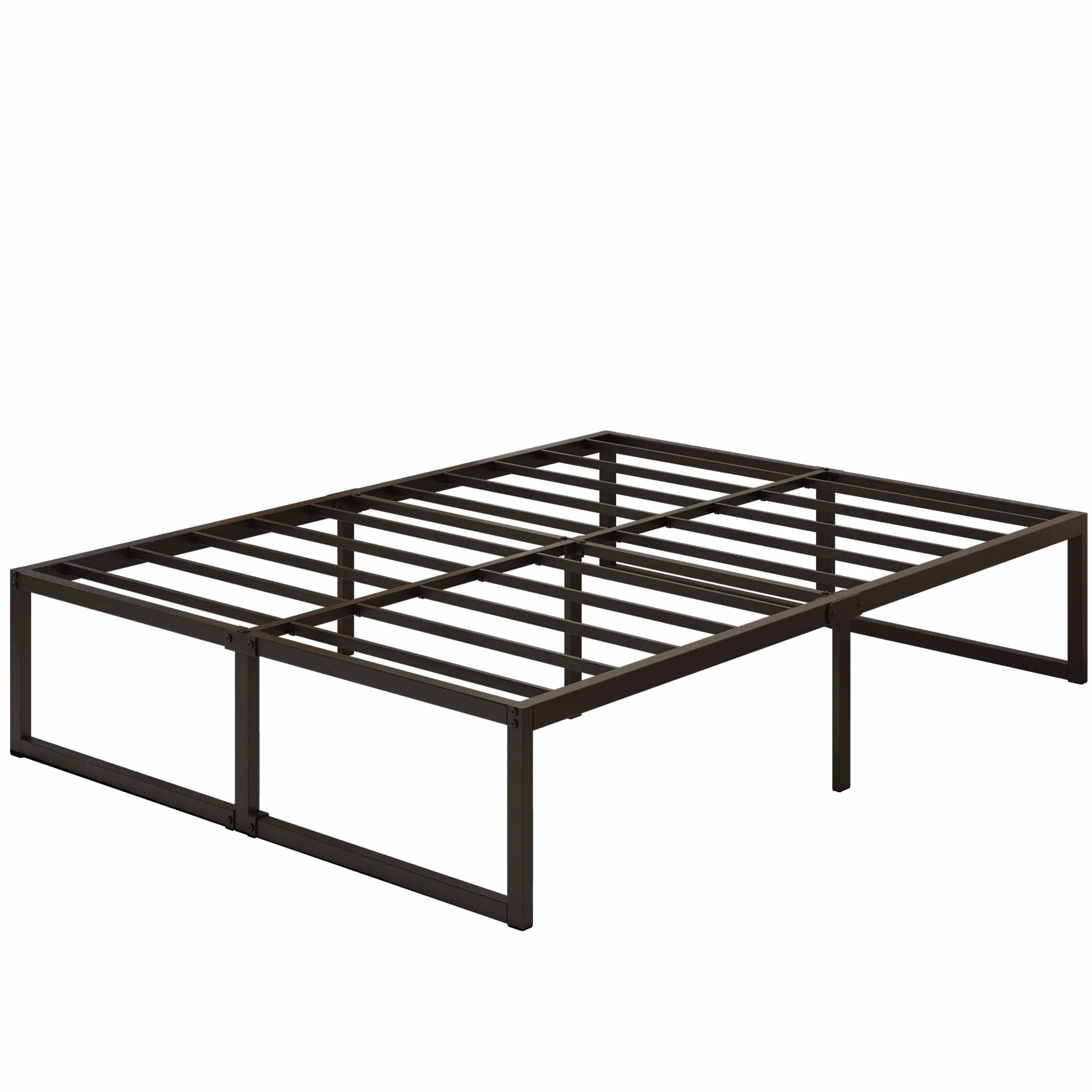 Yicensen Metalowe łóżko 120 x 200 cm ze stelażem metalowym, wysokość 41 cm, rama łóżka, łóżko podwójne, stabilny, łatwy montaż, czarne