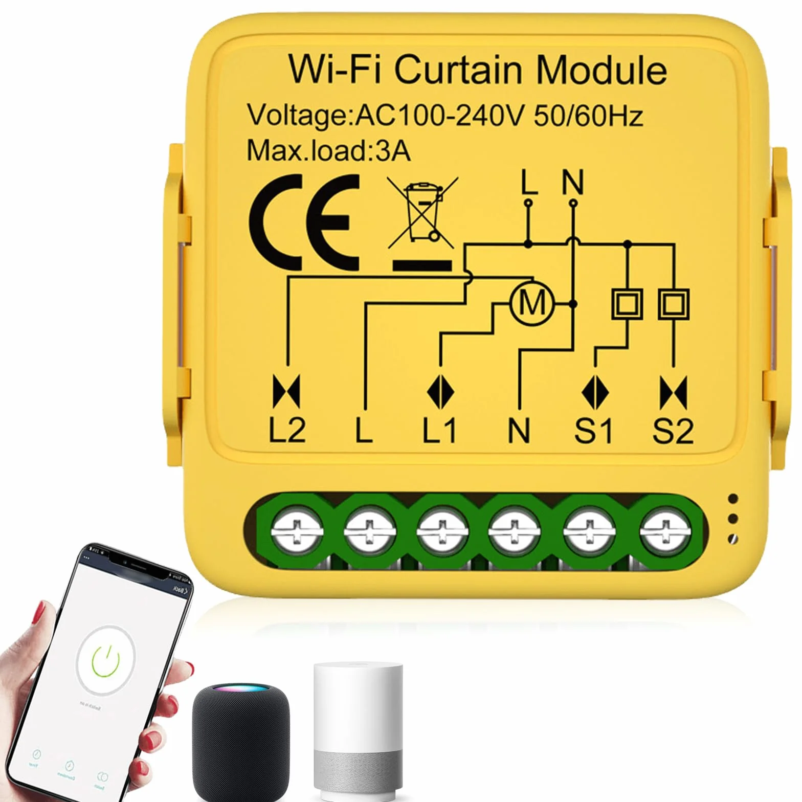 Molbory Moduł przełącznika rolet WiFi, 2,4 GHz, inteligentny przełącznik rolety, sterowanie za pomocą aplikacji, inteligentne sterowanie roletą, moduł Wlan Smart do zasłon silnikowych/żaluzji