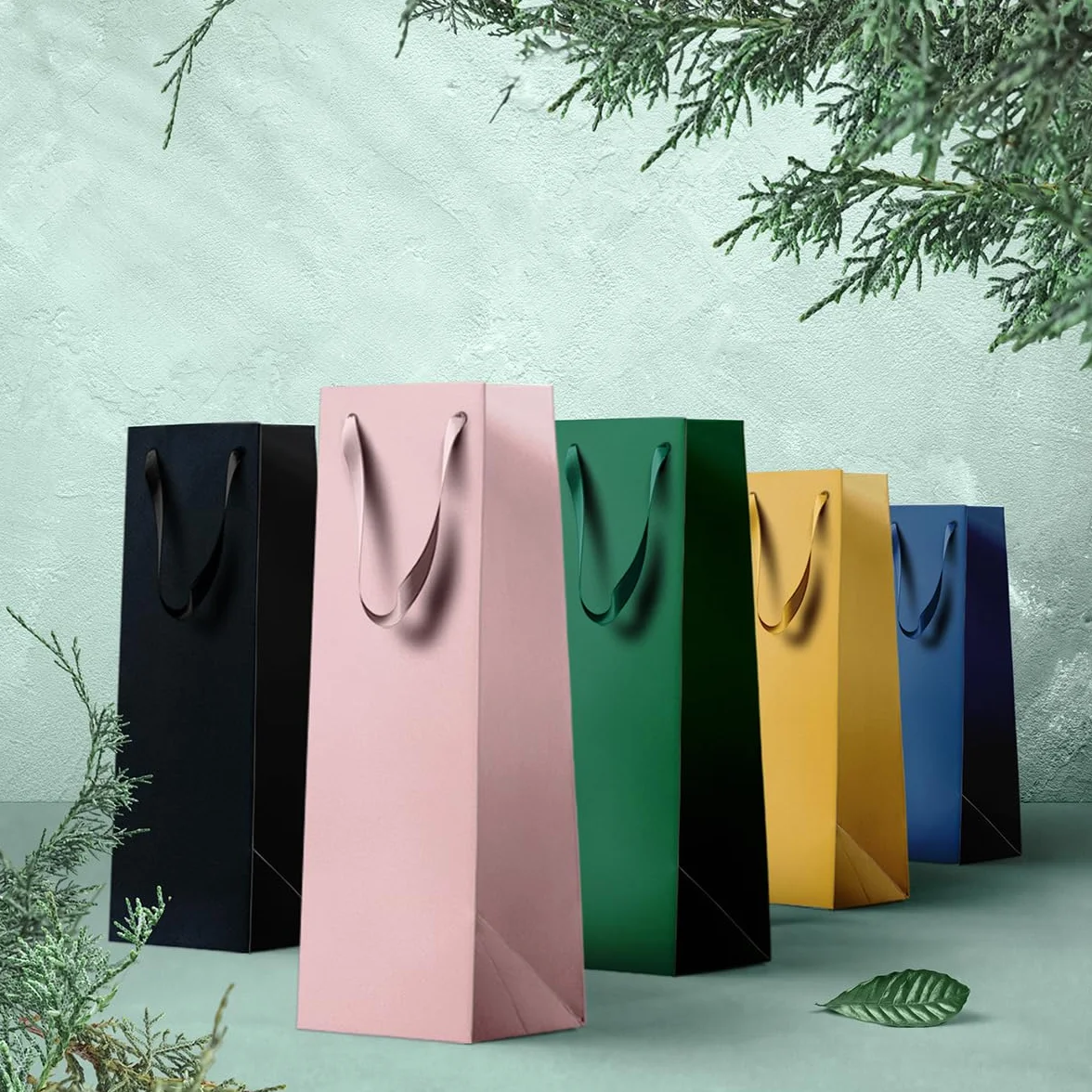 Torebki na prezenty 37x12x10 cm 10 sztuk mieszanka 5 kolorów eleganckie torby na wino