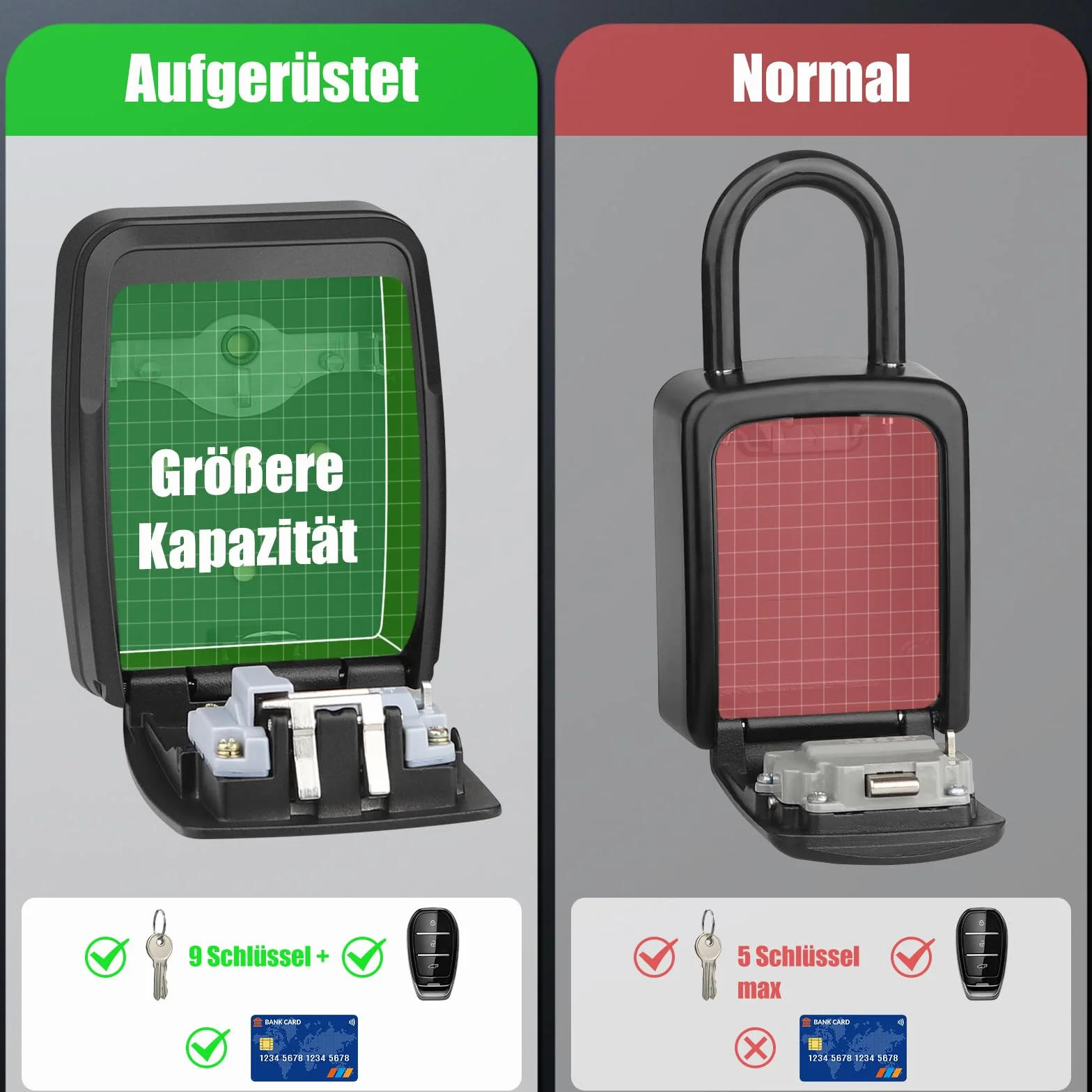 Diyife Duży sejf na klucze do montażu na ścianie, odporny na warunki atmosferyczne, 4-cyfrowy kod, schowek na klucze, kluczyki samochodowe, karty IC, małe wartościowe przedmioty